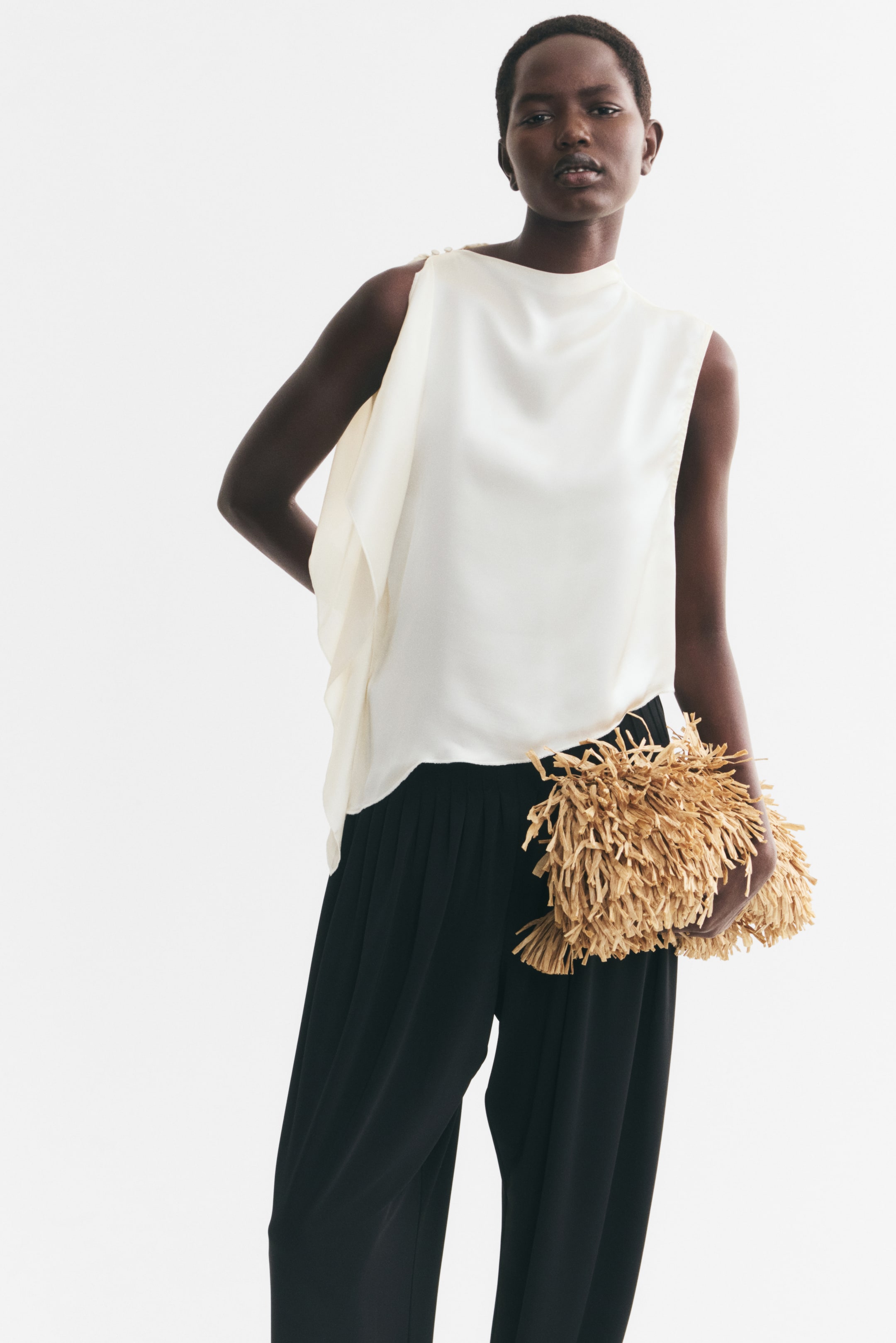 Cape-Detail Viscose Top
