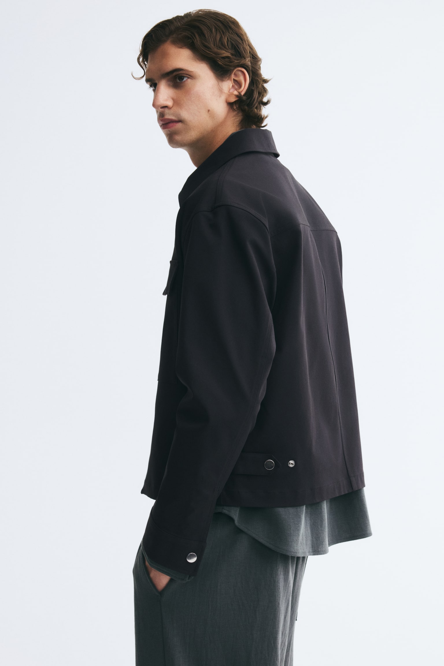 Мужская рубашка H&M Overshirt, цвет: Чёрный — фото 6