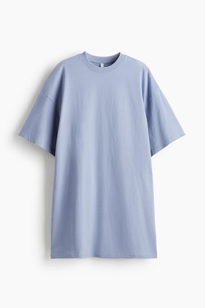 Robe T-shirt oversize - Bleu ancien clair/Noir/Rouge foncé/rayé - 1