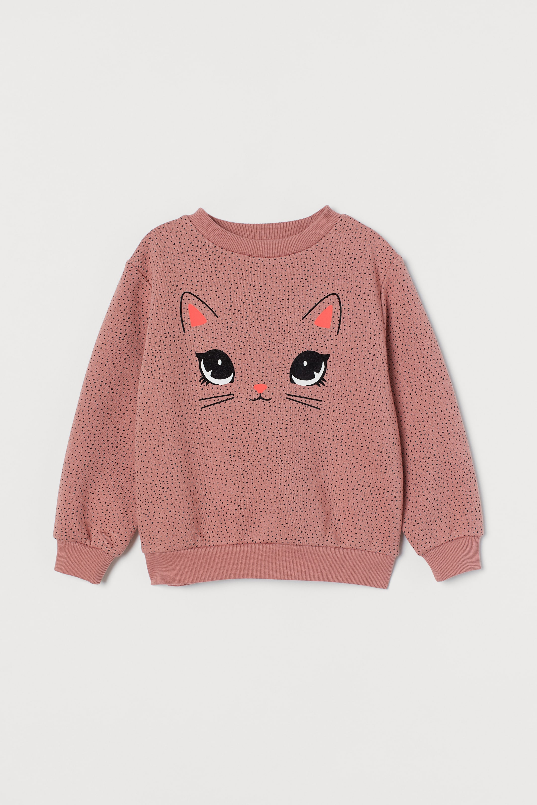View larger image: Printed sweatshirt - Old rose/Cat - Kids | H&M HK 1