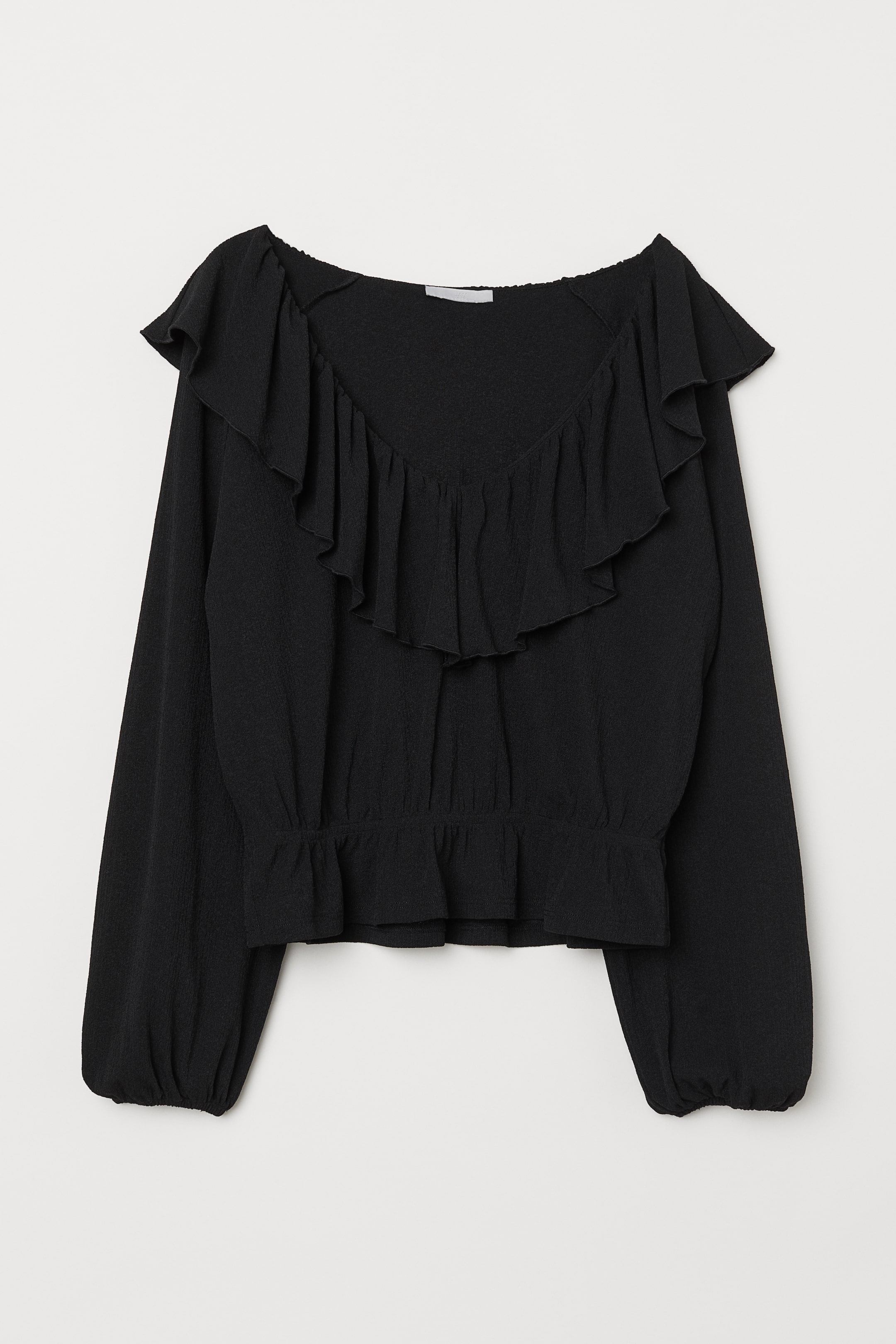 Ruffled Top - Black - Ladies | H&M US