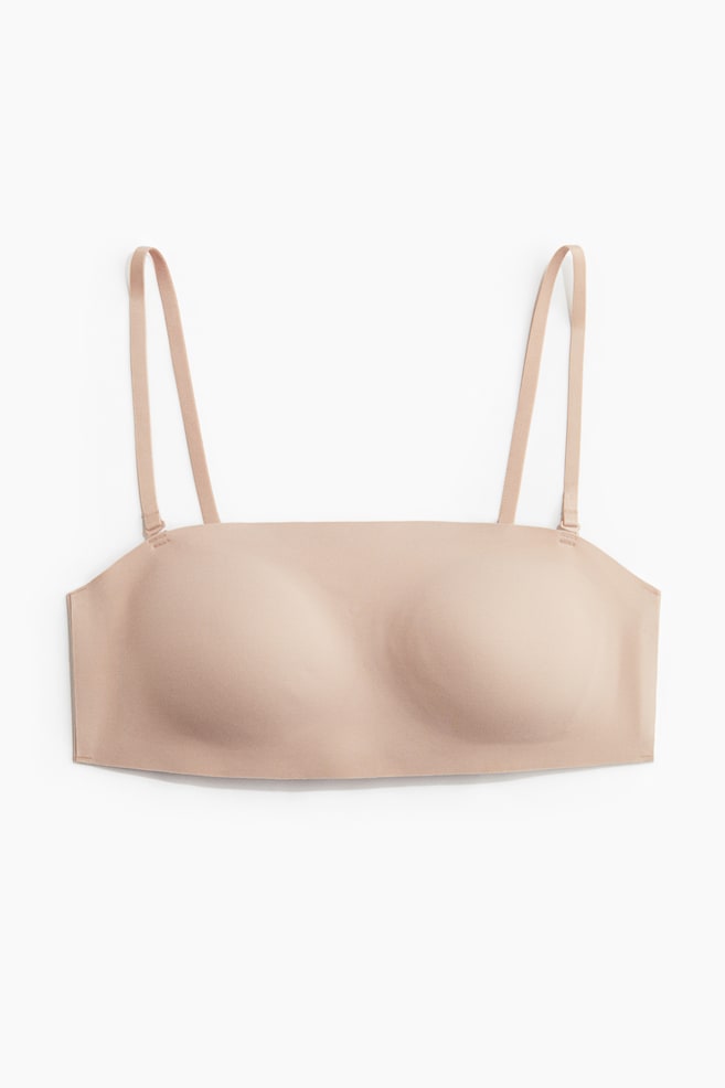 Padded microfibre bandeau bra - Beige/Black/Light khaki green - 1