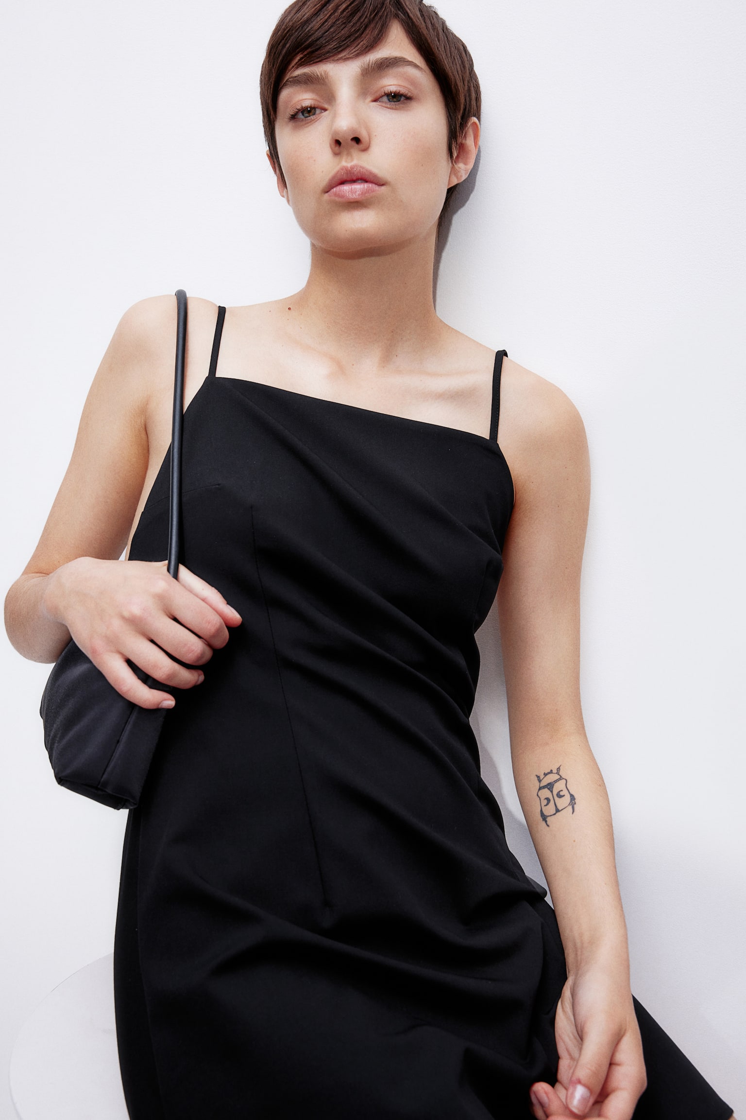 Low-back strappy dress - Black/Grey marl - 4