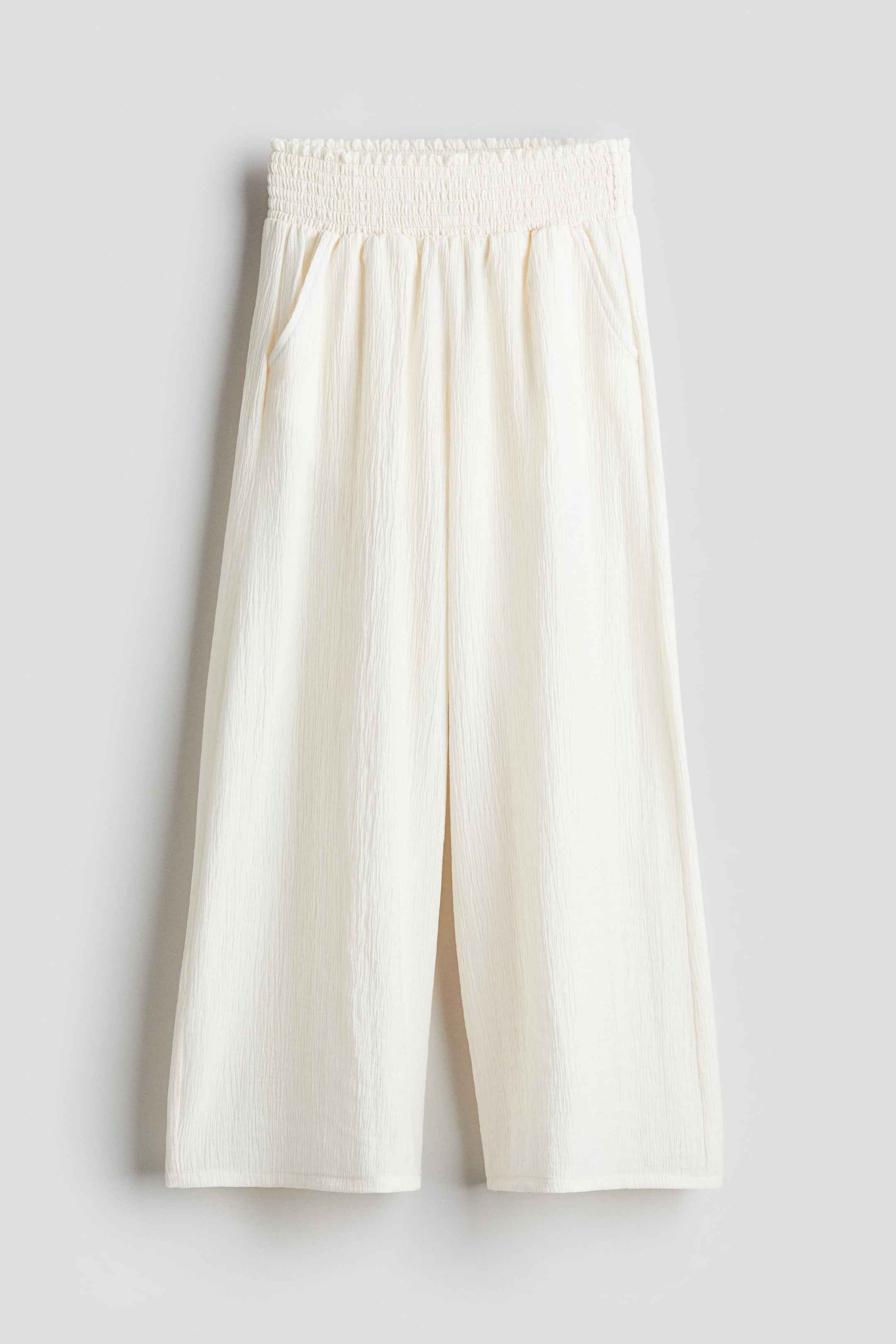 Crinkled pull-on trousers - White - Kids | H&M GB