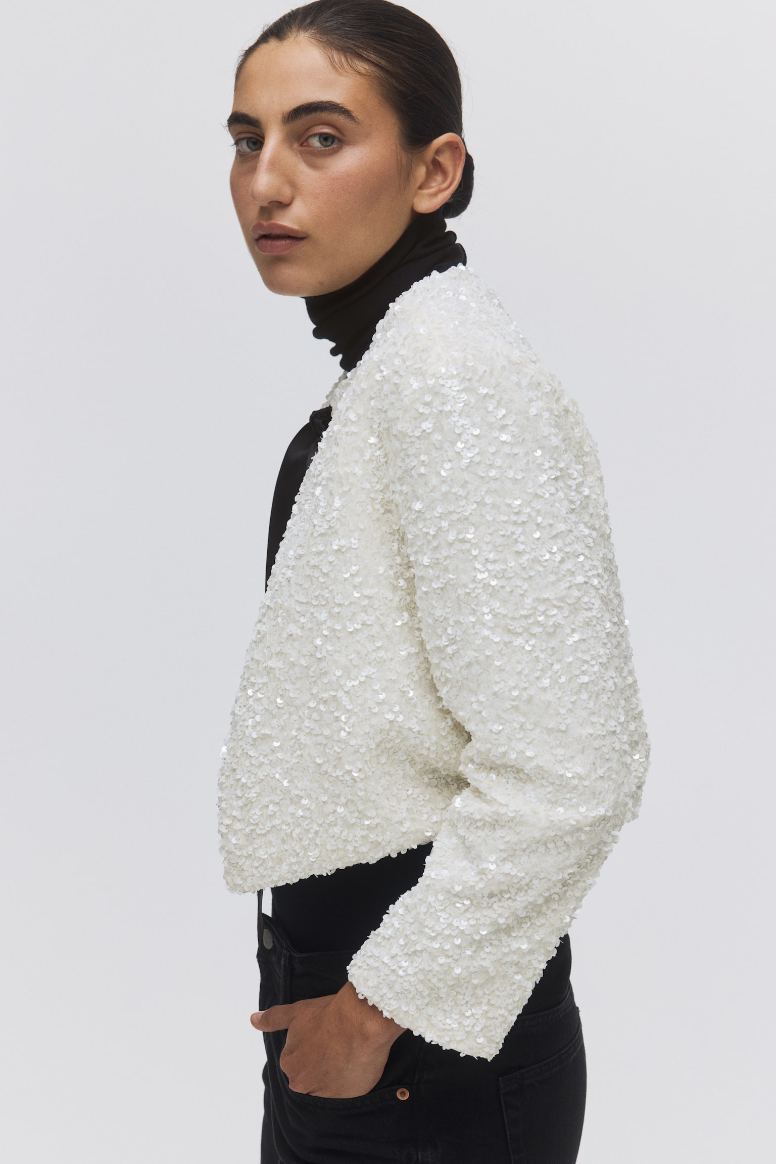 Tie-detail sequined jacket - Roomwit - 6