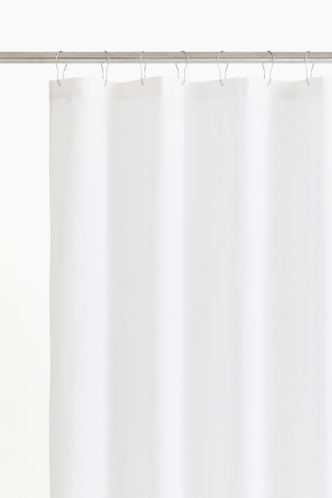 Linen-blend shower curtain - White/Light beige - 1