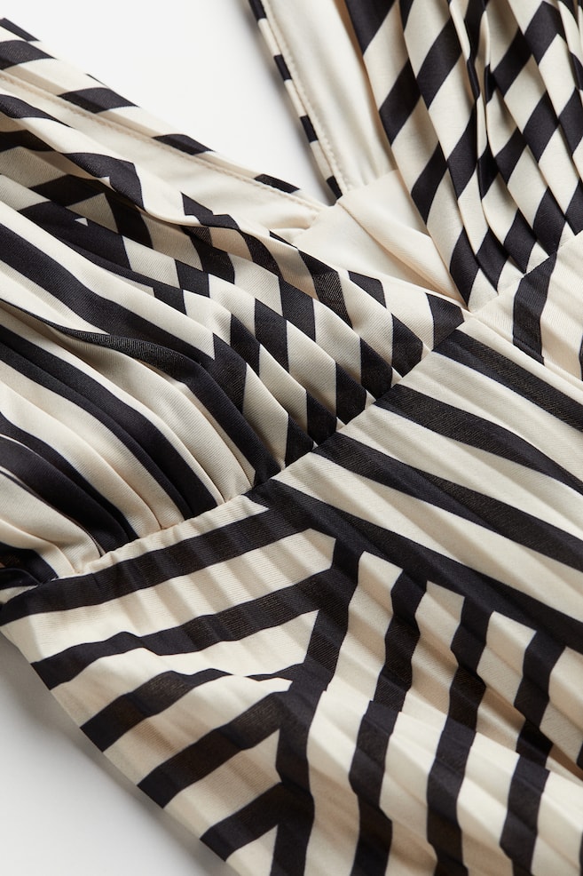 Pleated jersey dress - Cream/Striped - 5