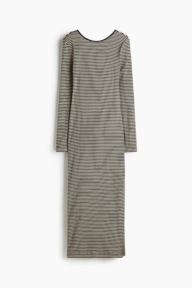 Abito a coste con schiena scoperta - Black/Beige striped/Bianco/blu navy righe - 1
