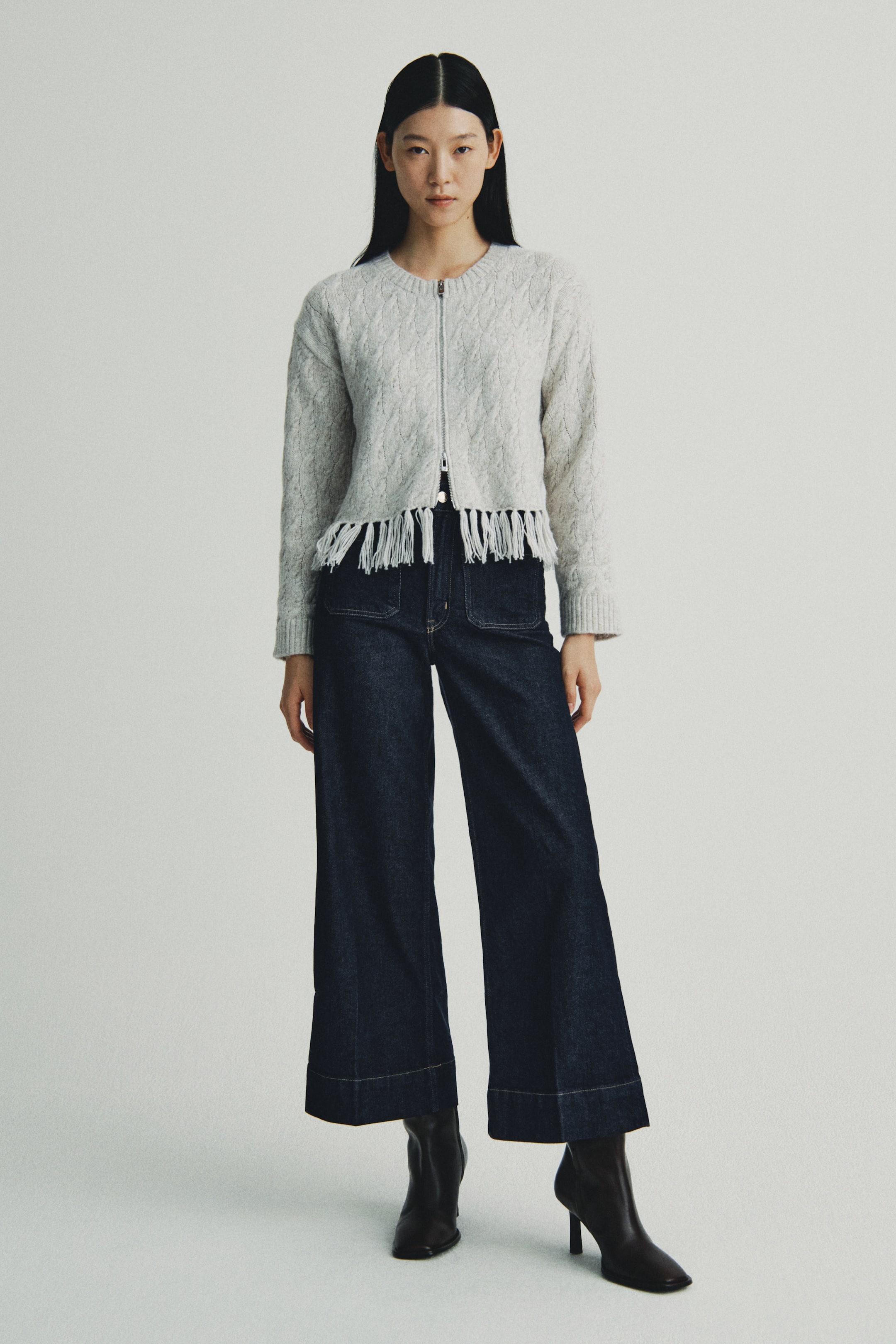 이미지 확대 보기: Fringe-trimmed cardigan - Light beige marl - 여성 | H&M KR 2