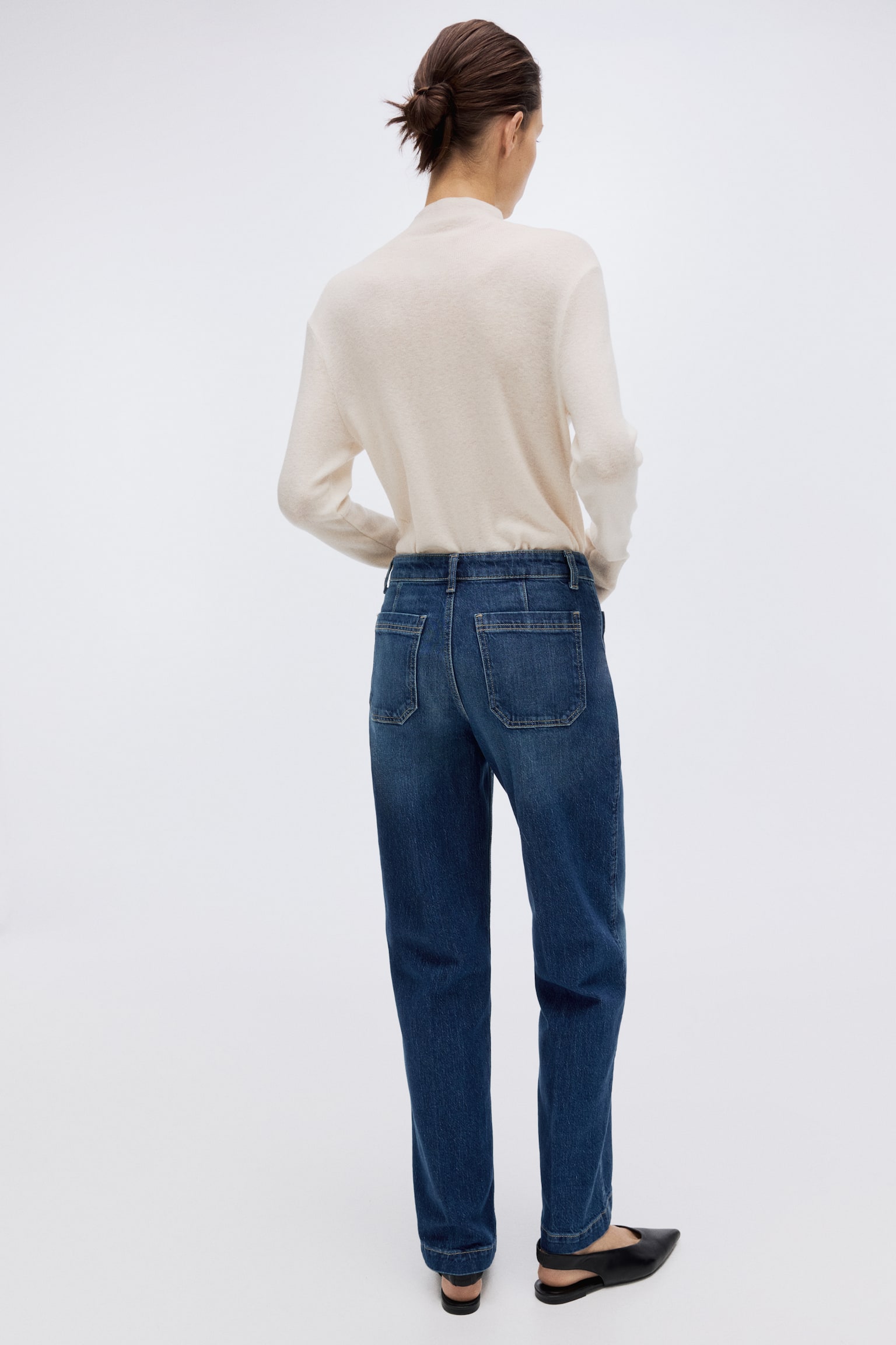 Wide High Jeans - Dark denim blue/Light red/Light denim blue/White/Navy denim blue/Dark brown/Powder pink - 7