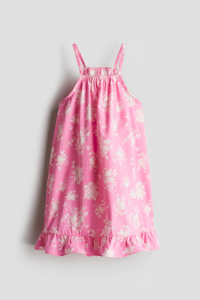 Baumwollkleid - Rosa/Geblümt/Knallrot/Himbeeren - 1