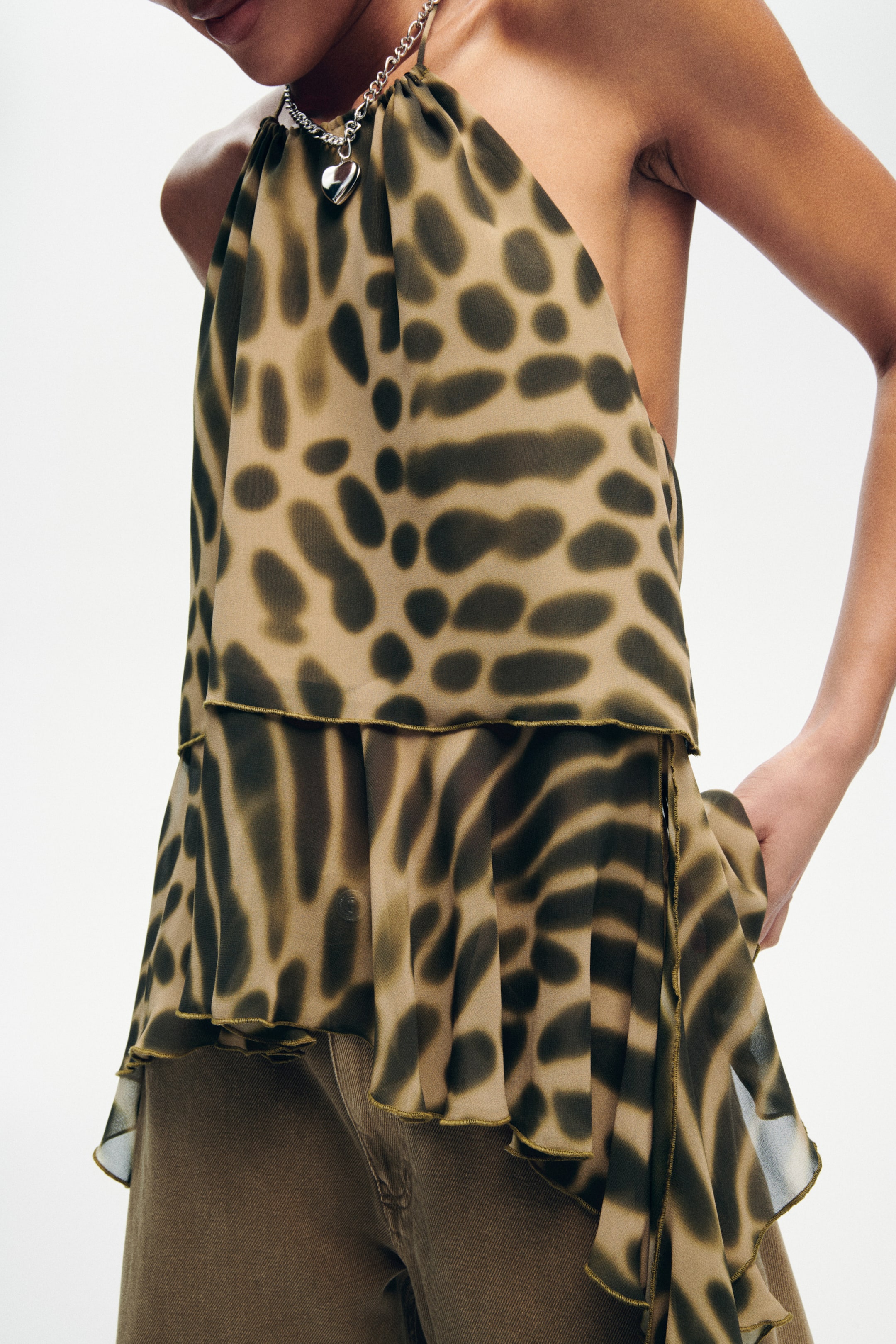 Draped-Panel Halterneck Top