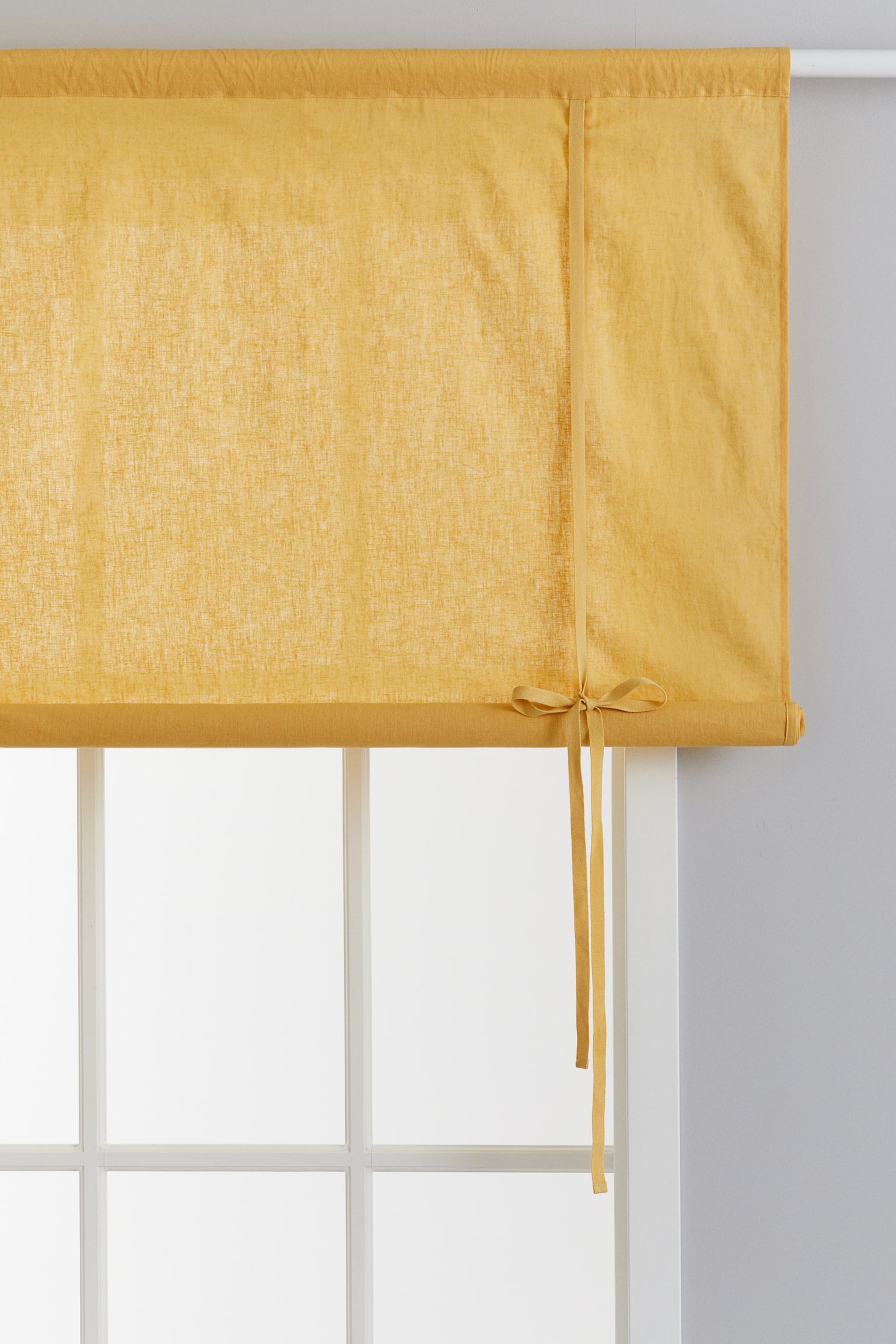 Linen-blend roll-up curtain - Yellow/White/Light beige - 1