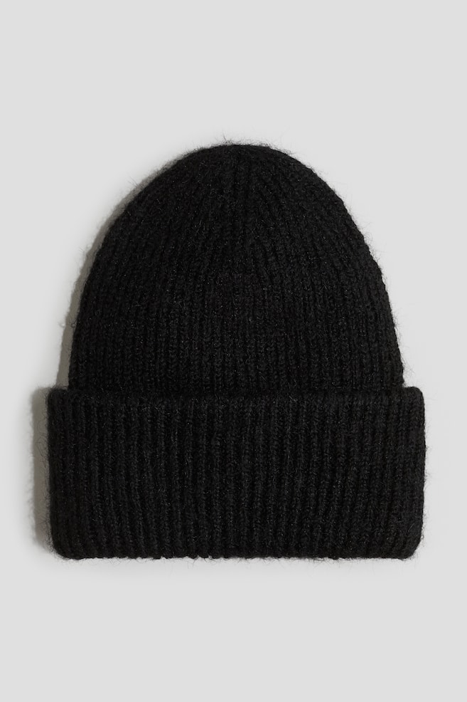Berretto in maglia a coste - Nero/Crema - 1