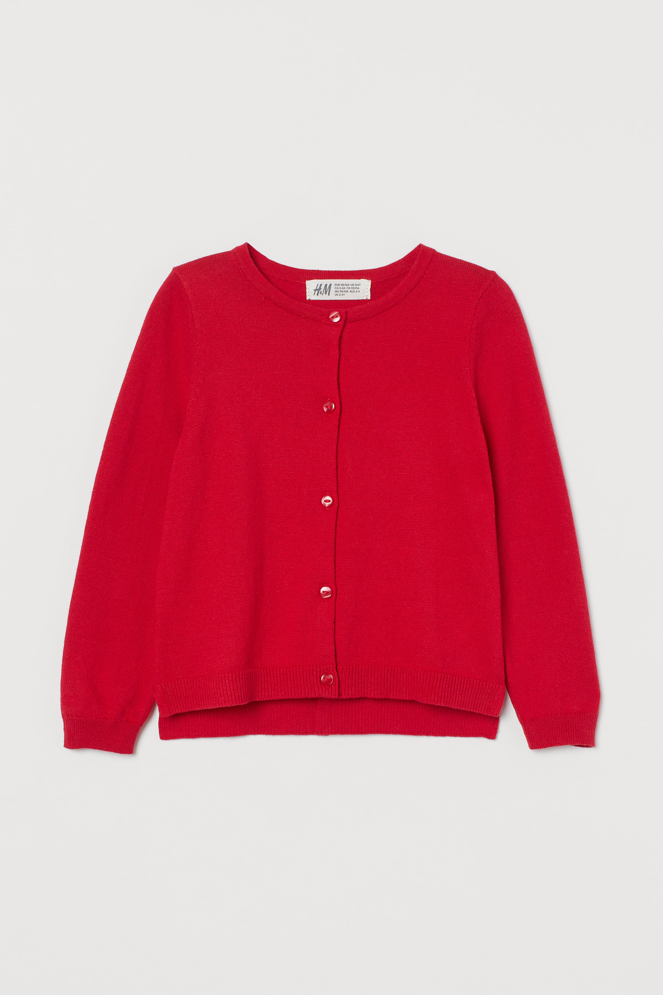 查看大圖: Fine-knit cotton cardigan - Red - Kids | H&M HK 1