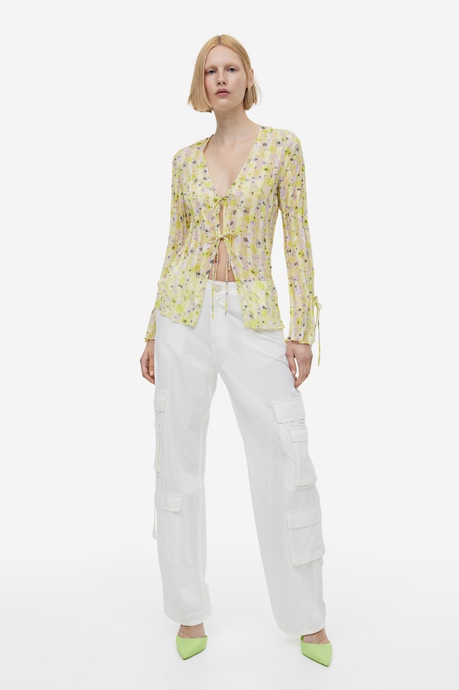 Sheer blouse - Light yellow/Floral - 7