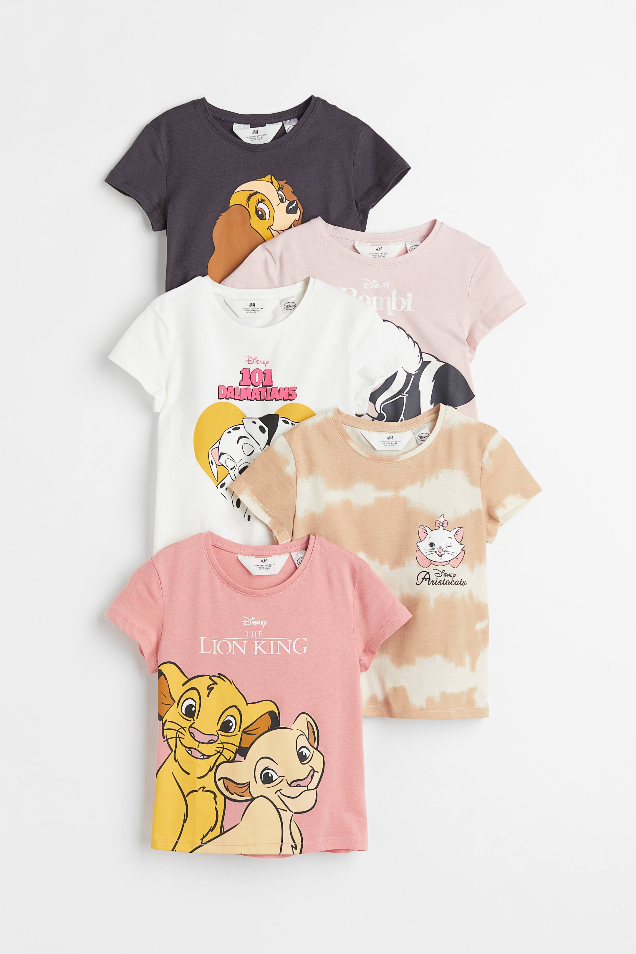View larger image: 5-pack printed jersey tops - Light pink/Disney - Kids | H&M 1