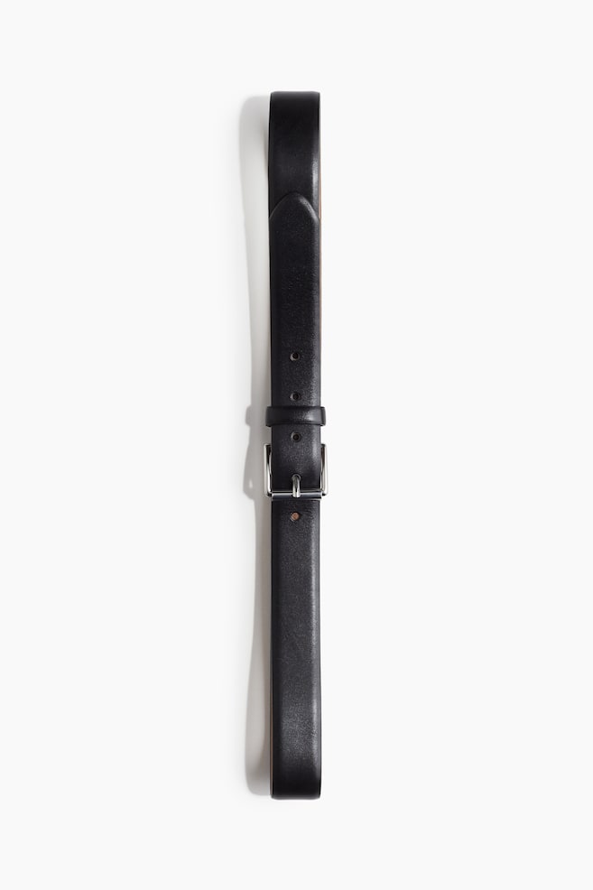 Leather belt - Black/Beige - 1