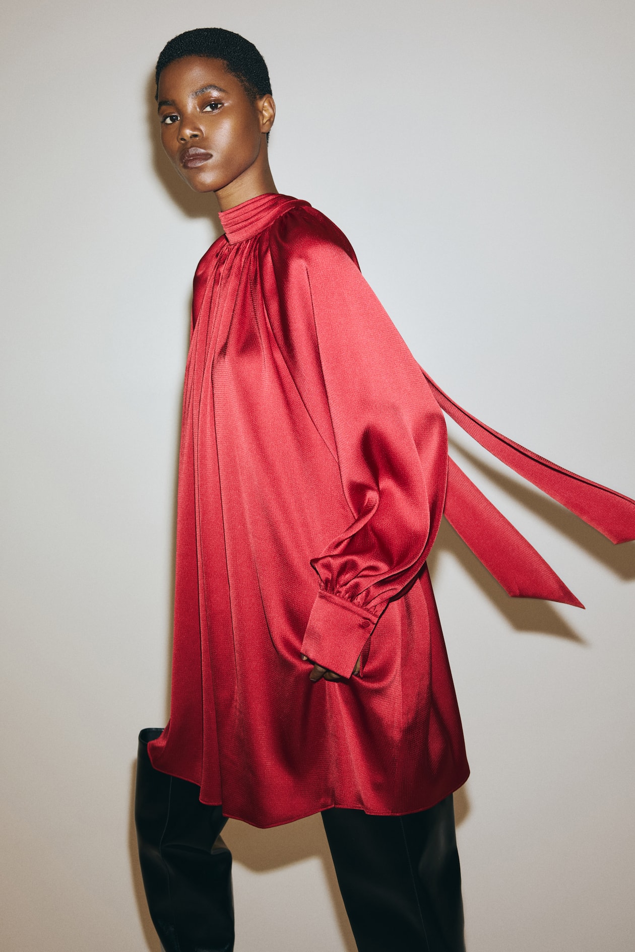 Scarf-Detail Satin Dress - image 3