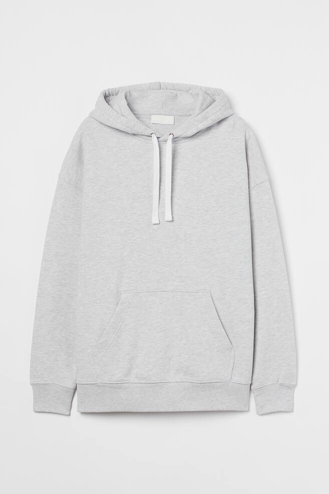 Oversized Fit Cotton hoodie - Lysegråmeleret/Creme/Sort/Stålgrå - 1