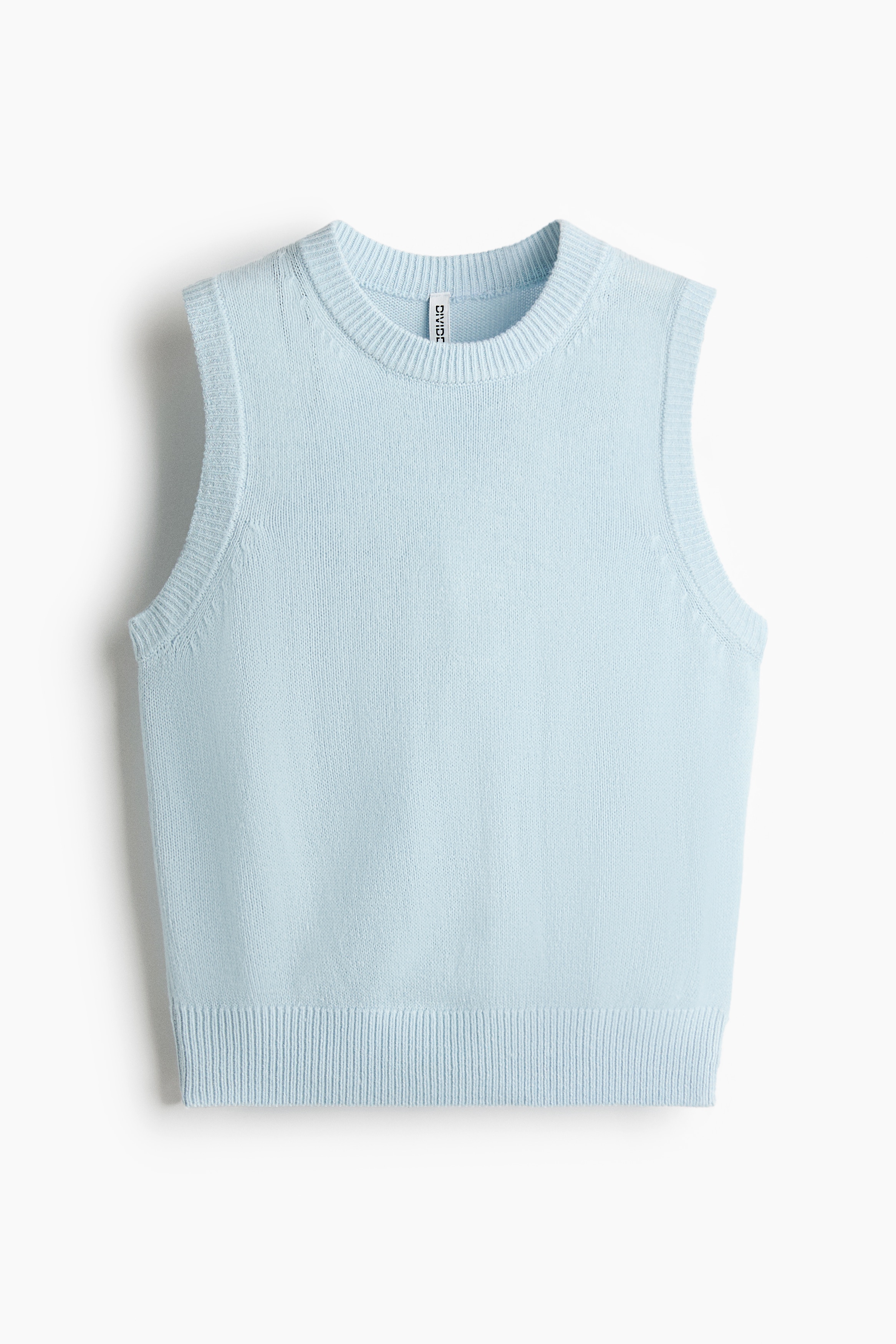 Fine-knit sweater vest - Light blue/Navy blue/Pink