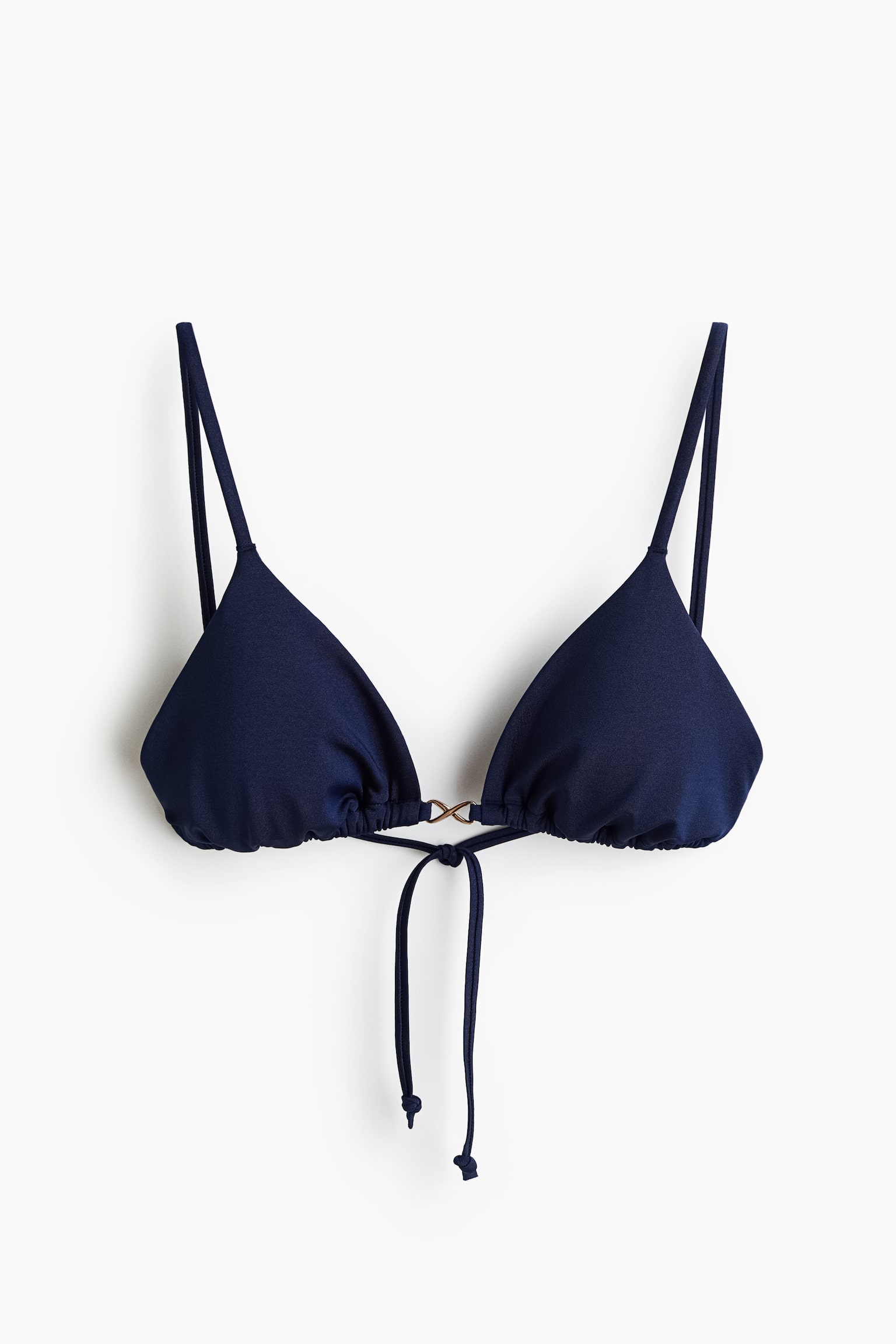 Wattiertes Triangel-Bikinitop - Dunkelblau/Korallenrosa/Weiß/Gestreift/Dunkelbraun - 1