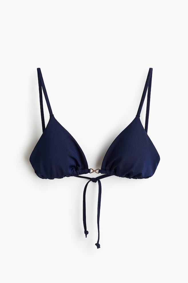 Padded triangle bikini top - Dark blue/Coral pink - 1