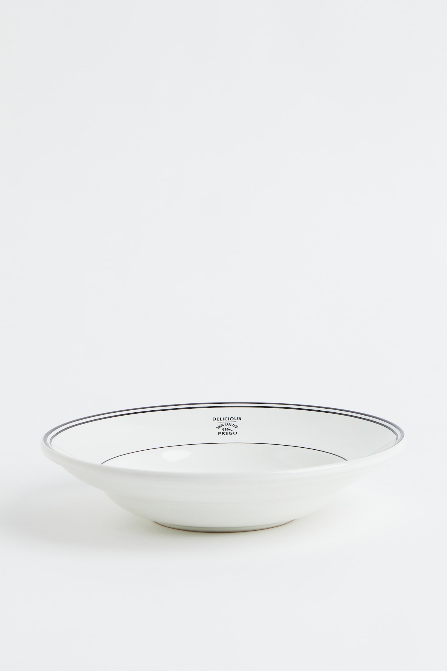 Deep Stoneware Plate - White/black