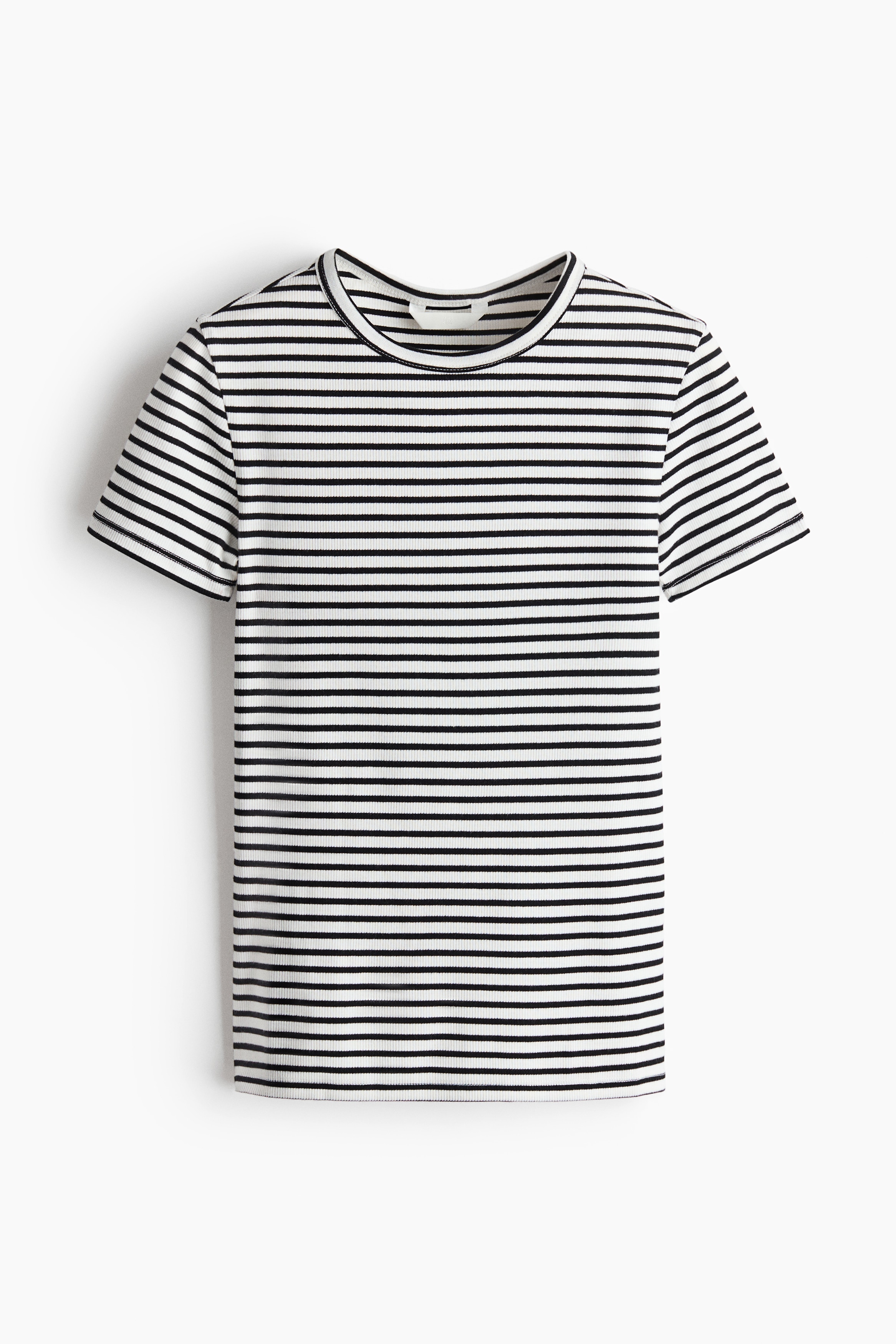 Ribbad T-shirt - Vit/Randig/Vit/Ljusbeige/Gråmelerad/Marinblå/Svart/Ljusturkos