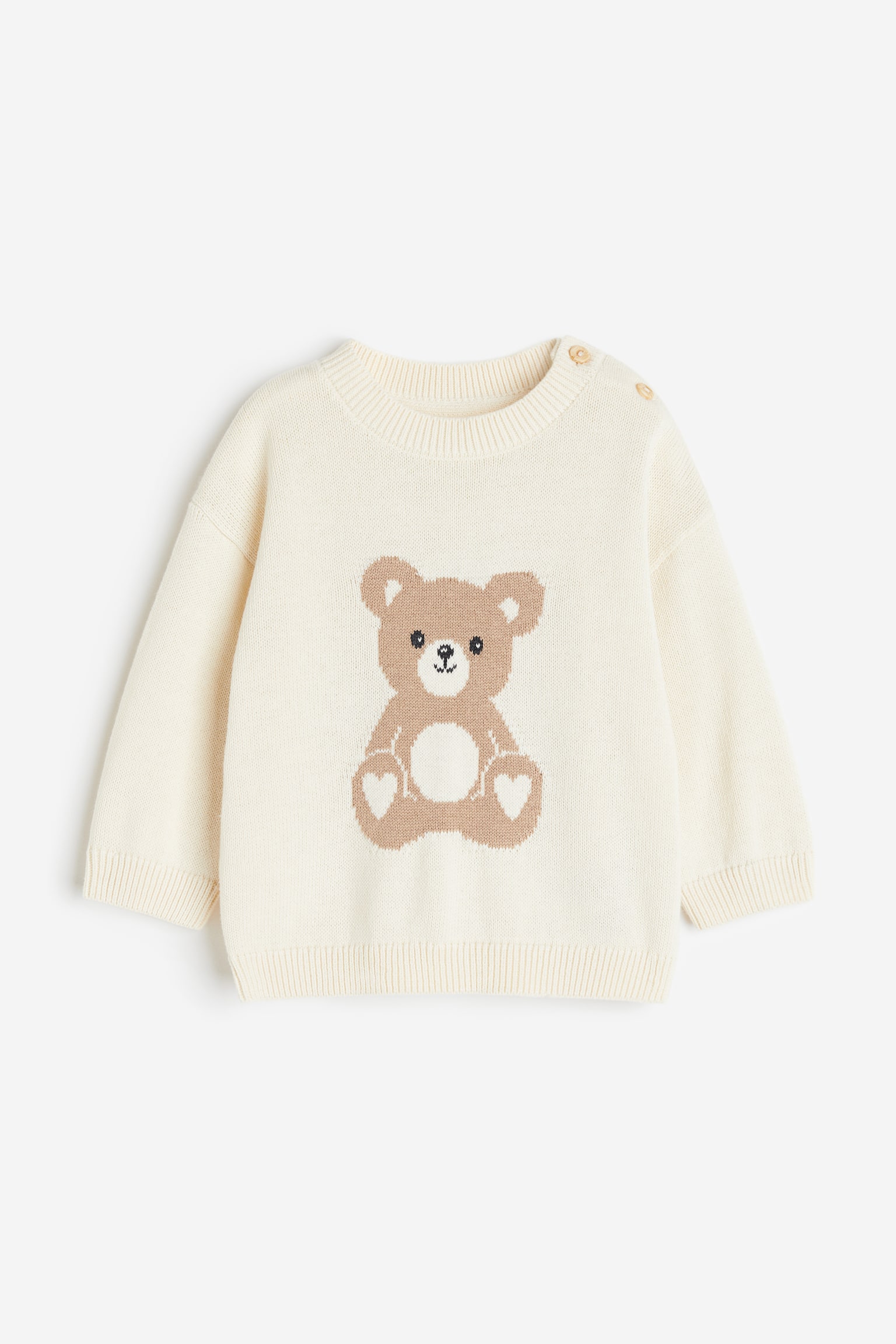 Cotton Sweater - Natural white/Teddy bear/Beige/Bunnies/Light dusty blue/Cream/Strawberry - 1