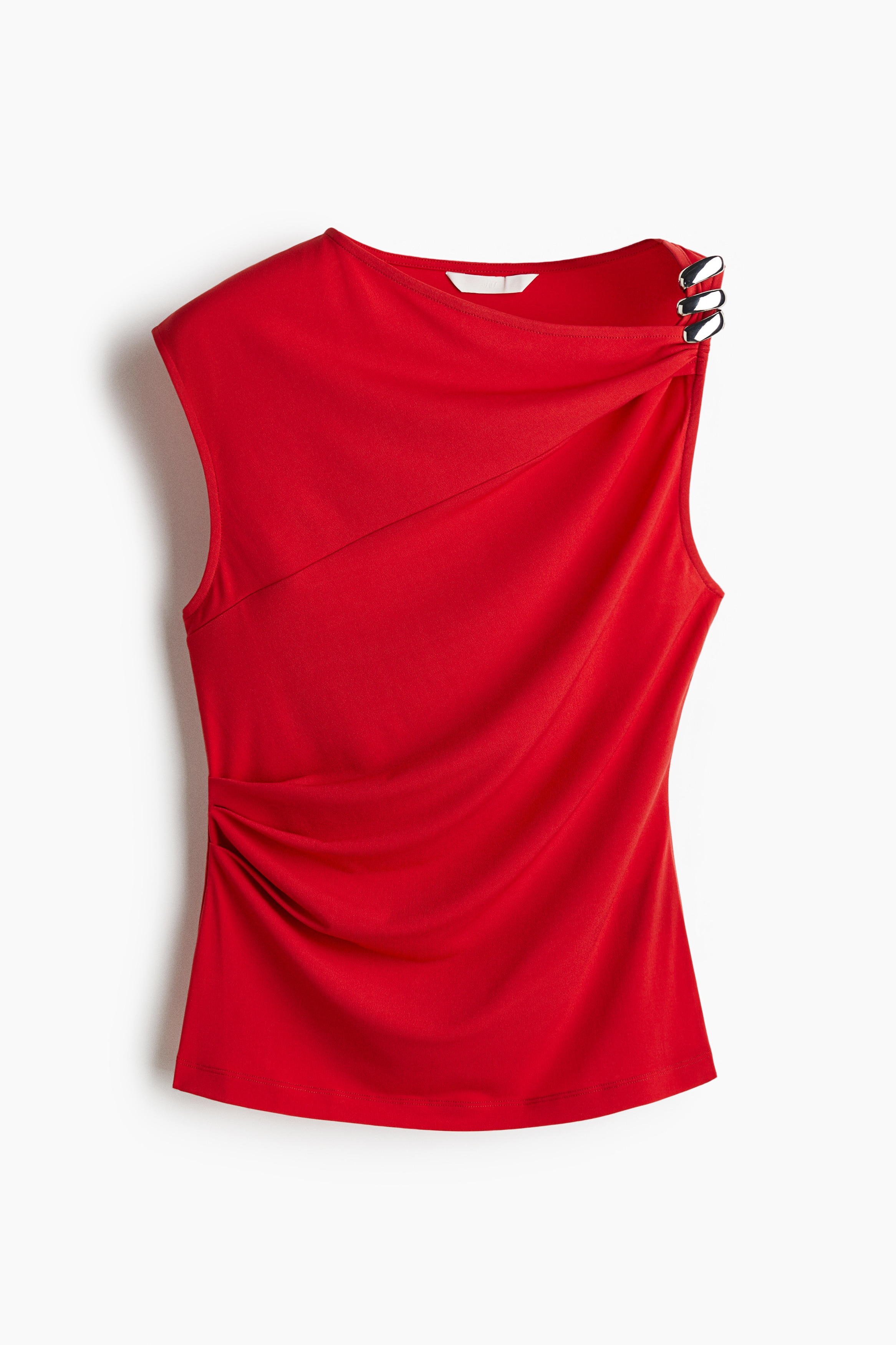 Drapeli Üst - Kırmızı/Beyaz/Siyah