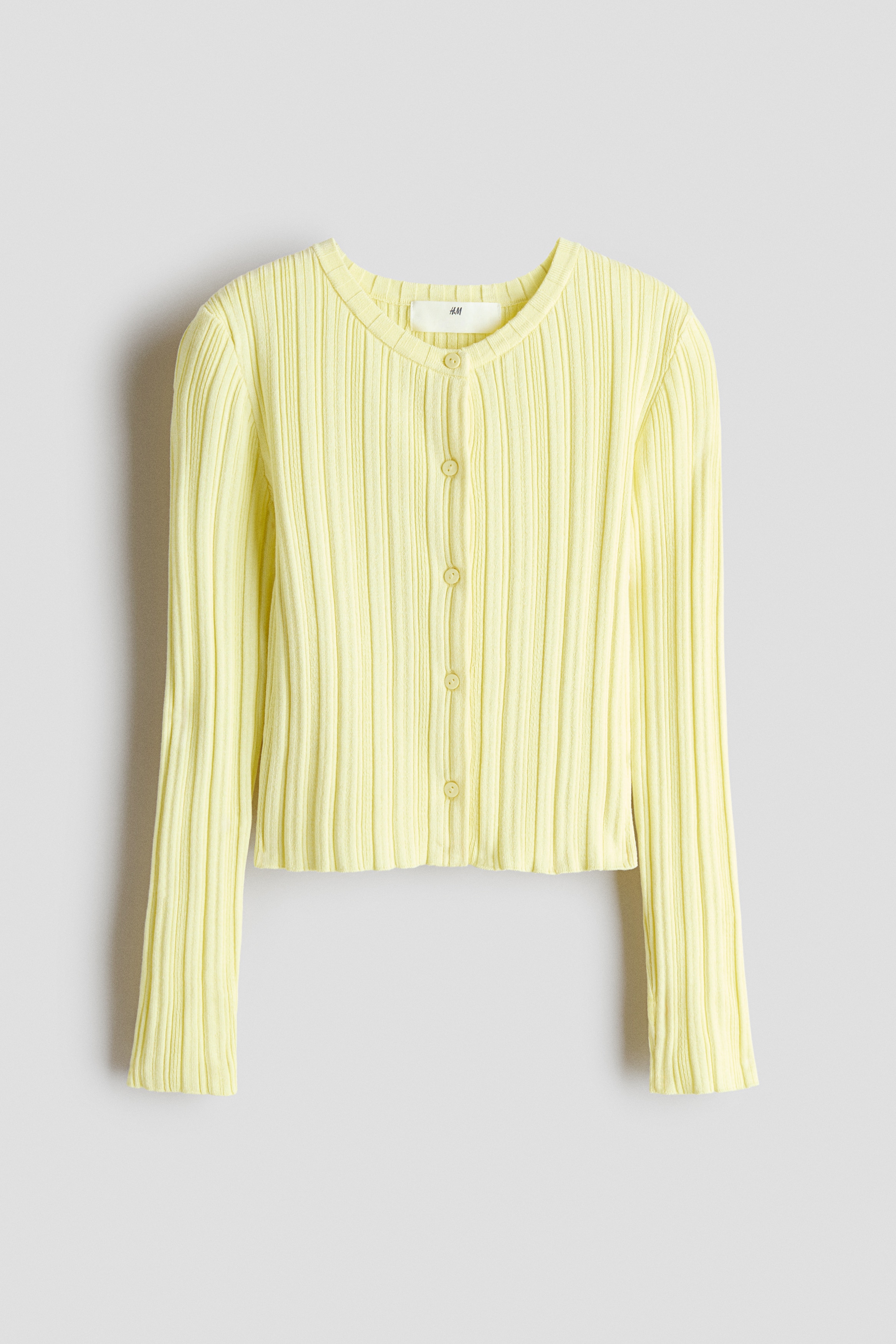 Rib-knit cardigan - Jaune/Crème