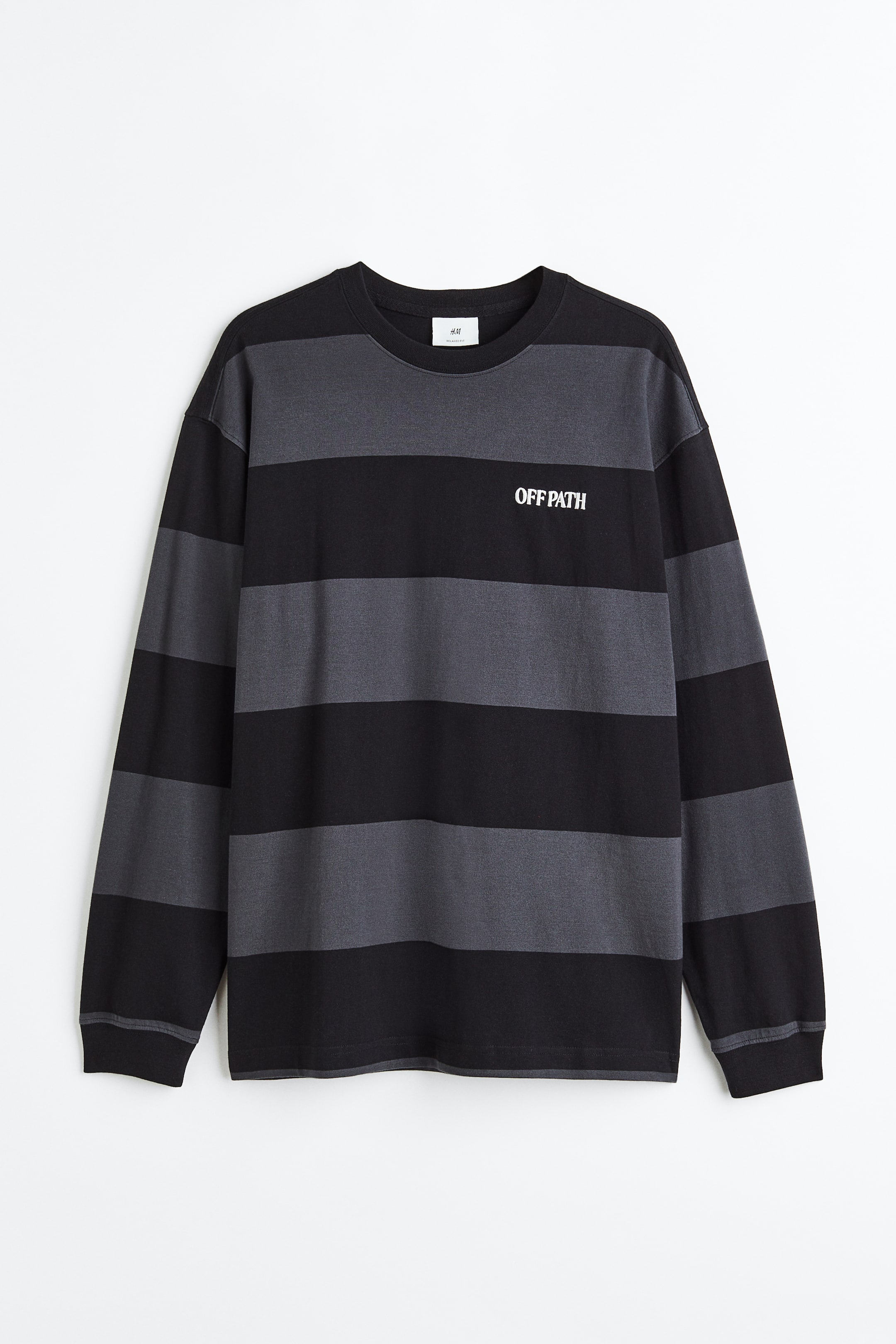 Xem ảnh lớn hơn: Áo jersey Loose Fit - Màu xám/Kẻ đen - Men | H&M VN 1