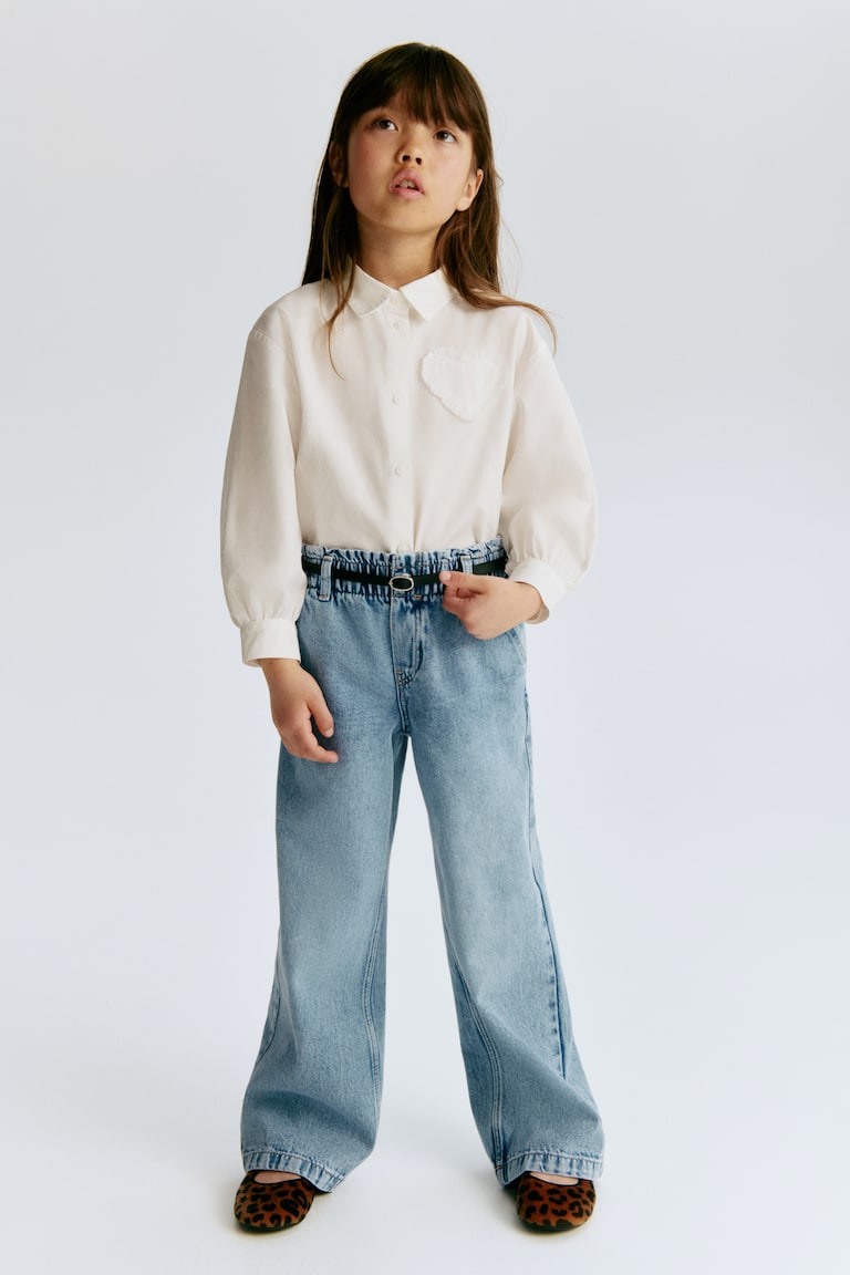 Wide Leg Farmerke s nabranim strukom