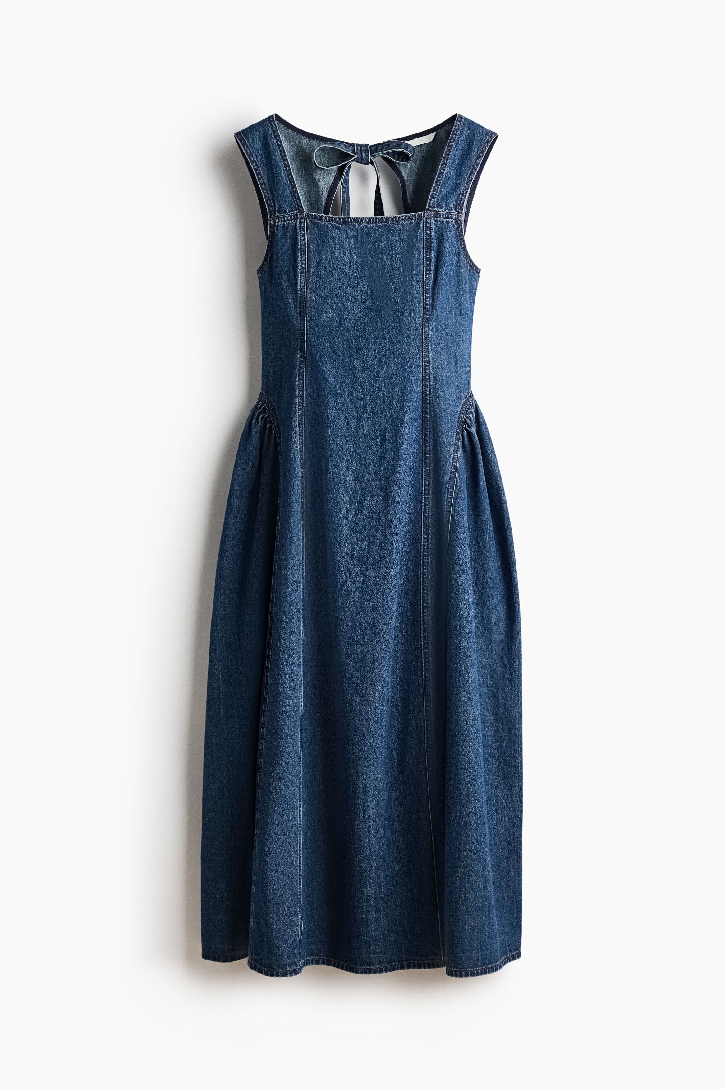 Ausgestelltes Twill-Kleid - Denimblau/Cremefarben