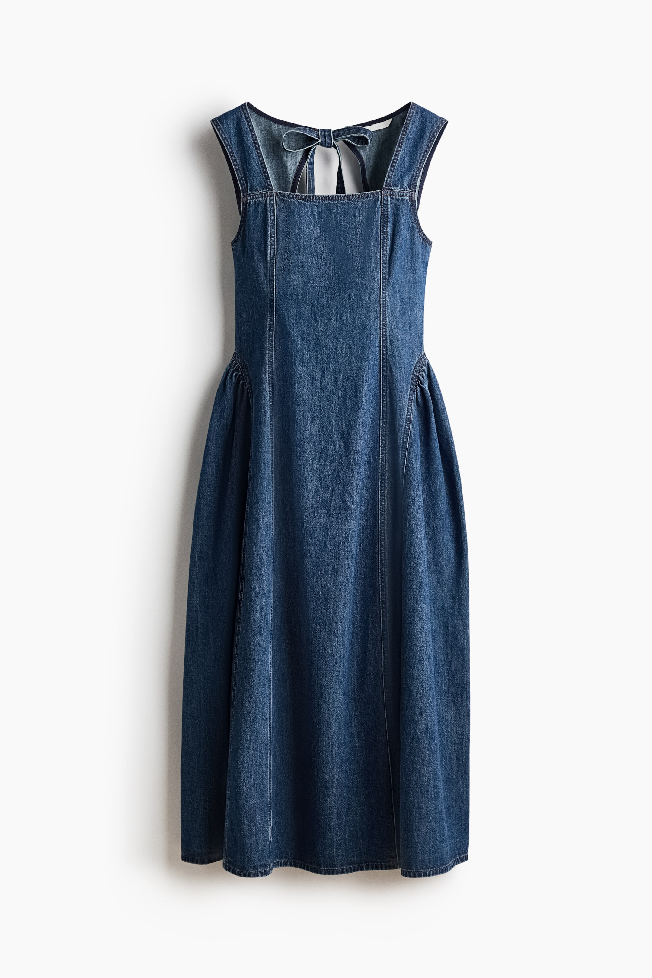 Flared-Skirt Twill Dress