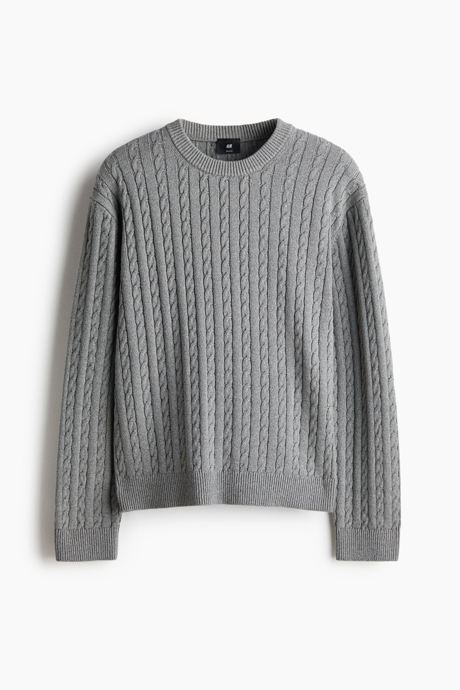 Regular-Fit Cable-Knit Sweater - Gray/Red/Light blue/Green - 1