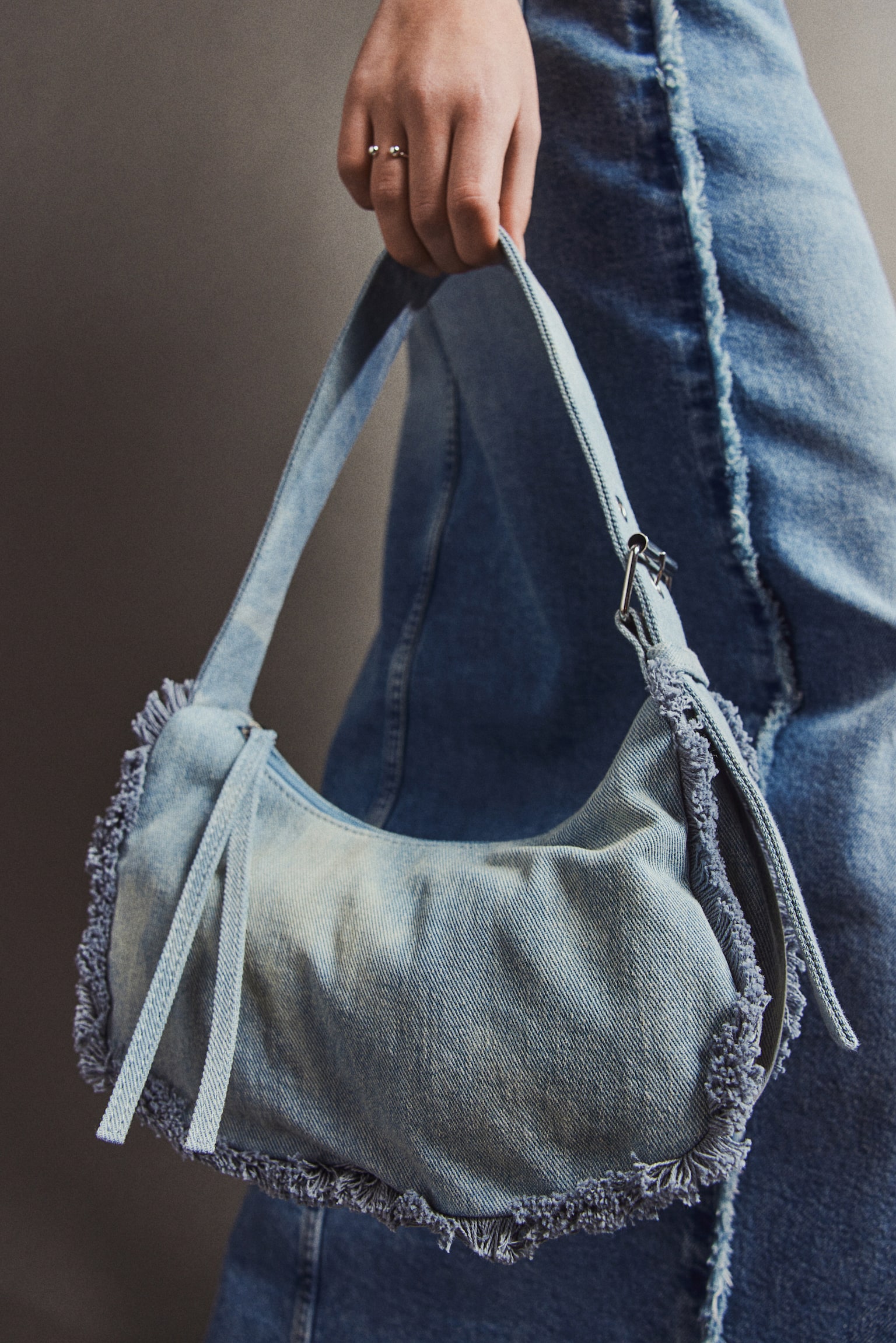 Denim Shoulder Bag - Light denim blue - 2