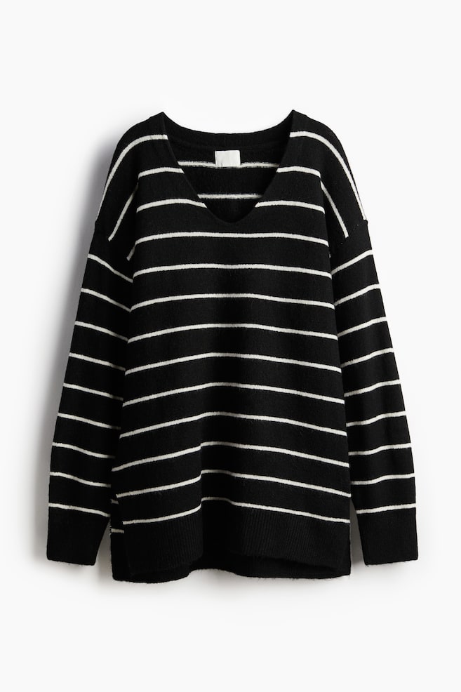 Oversized jumper - Black/Striped/Cream/Striped/White/Black - 1