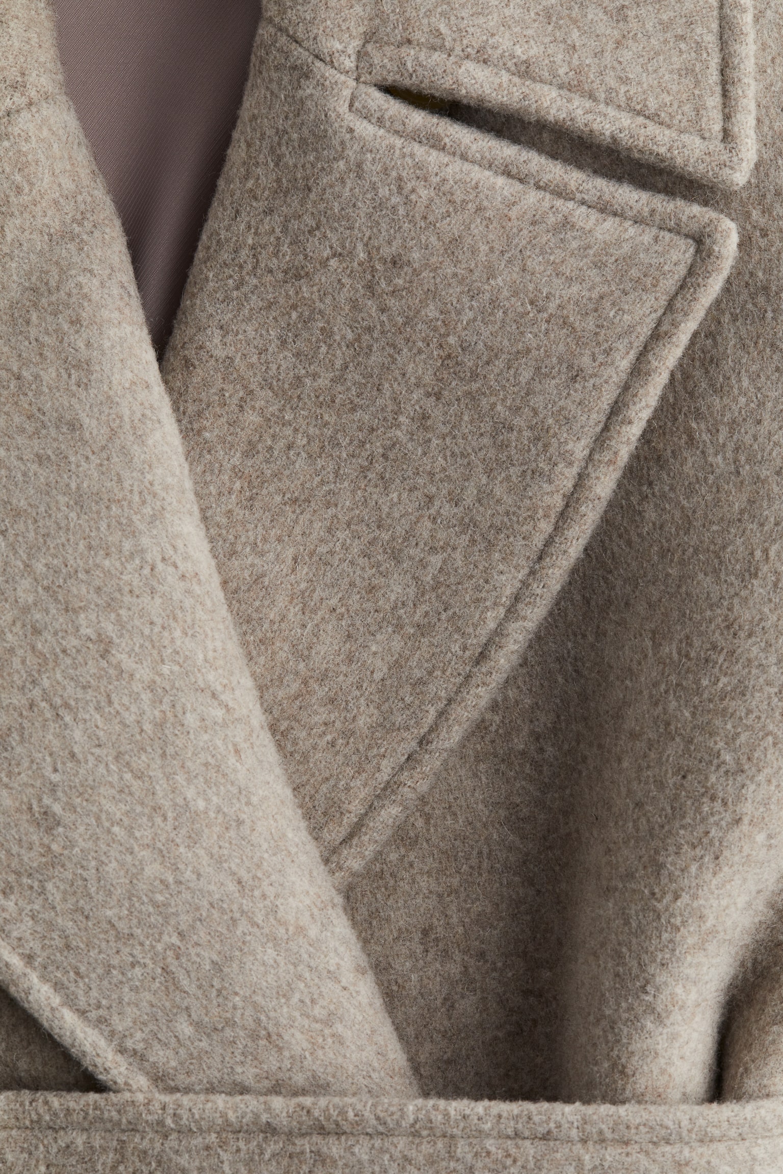 Wool-blend tie-belt coat - Light beige marl/Brown - 7