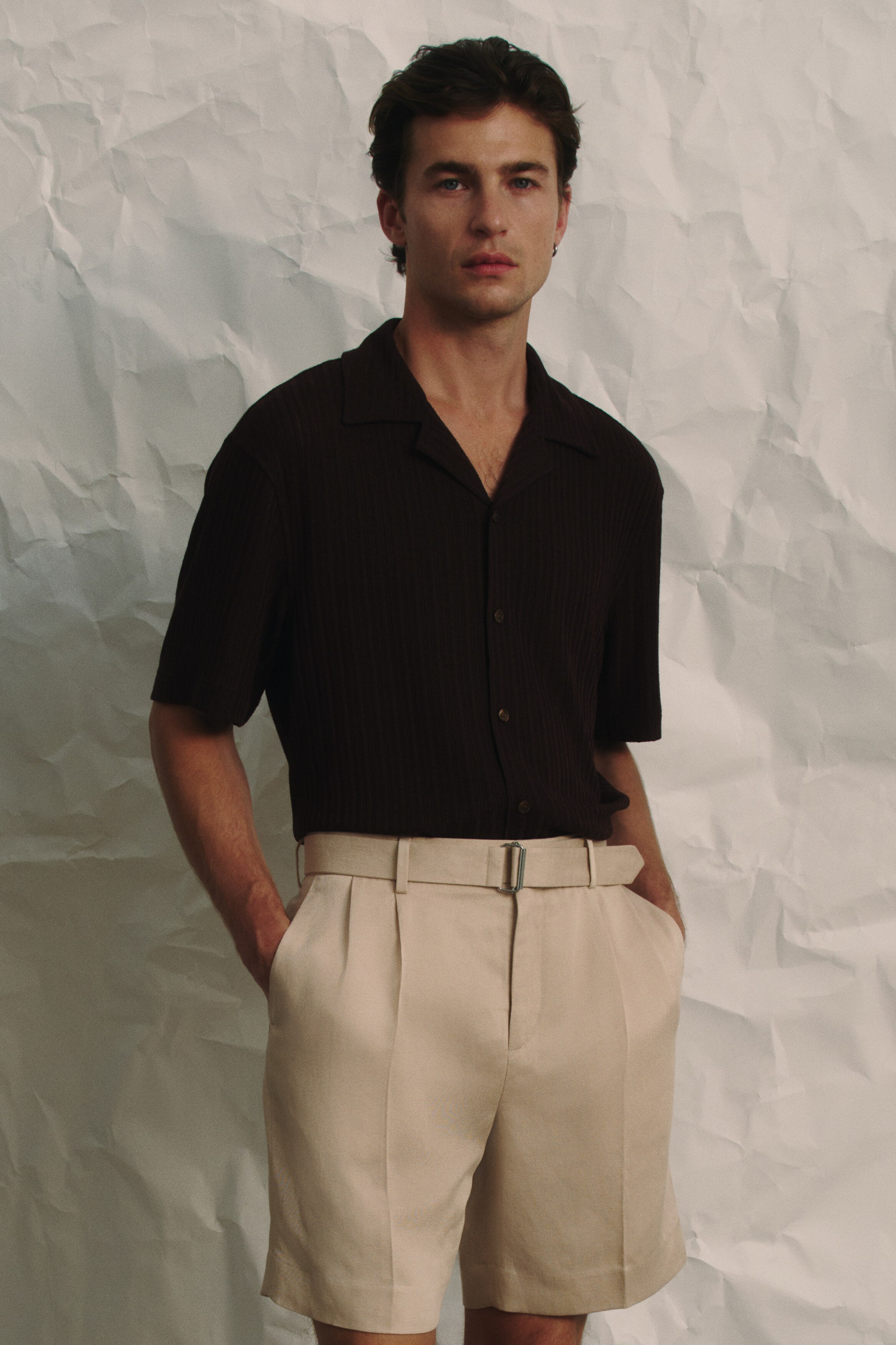 Loose Fit Rib-knit resort shirt