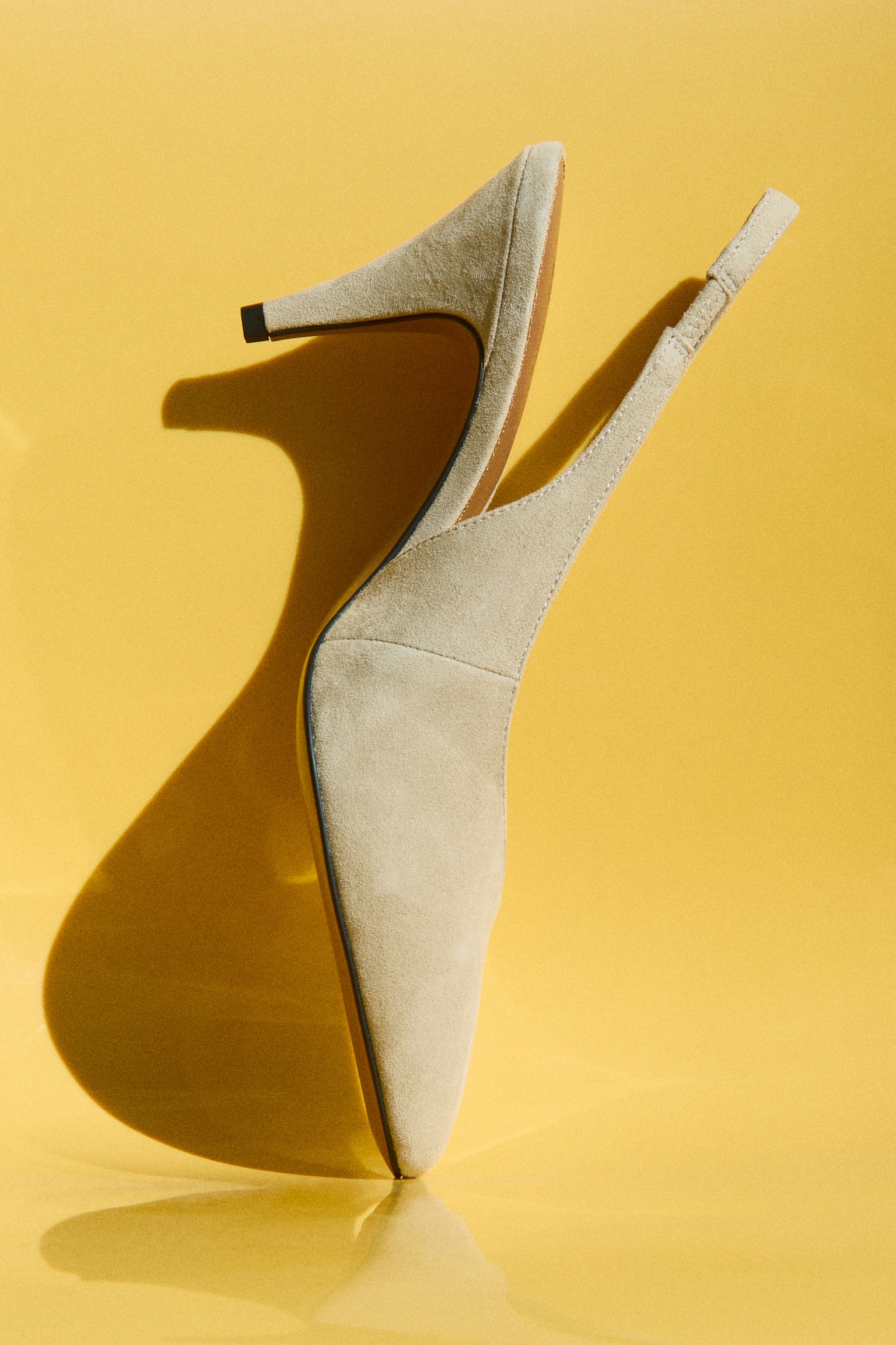 Stiletto-heeled suede slingbacks - Light beige - 1
