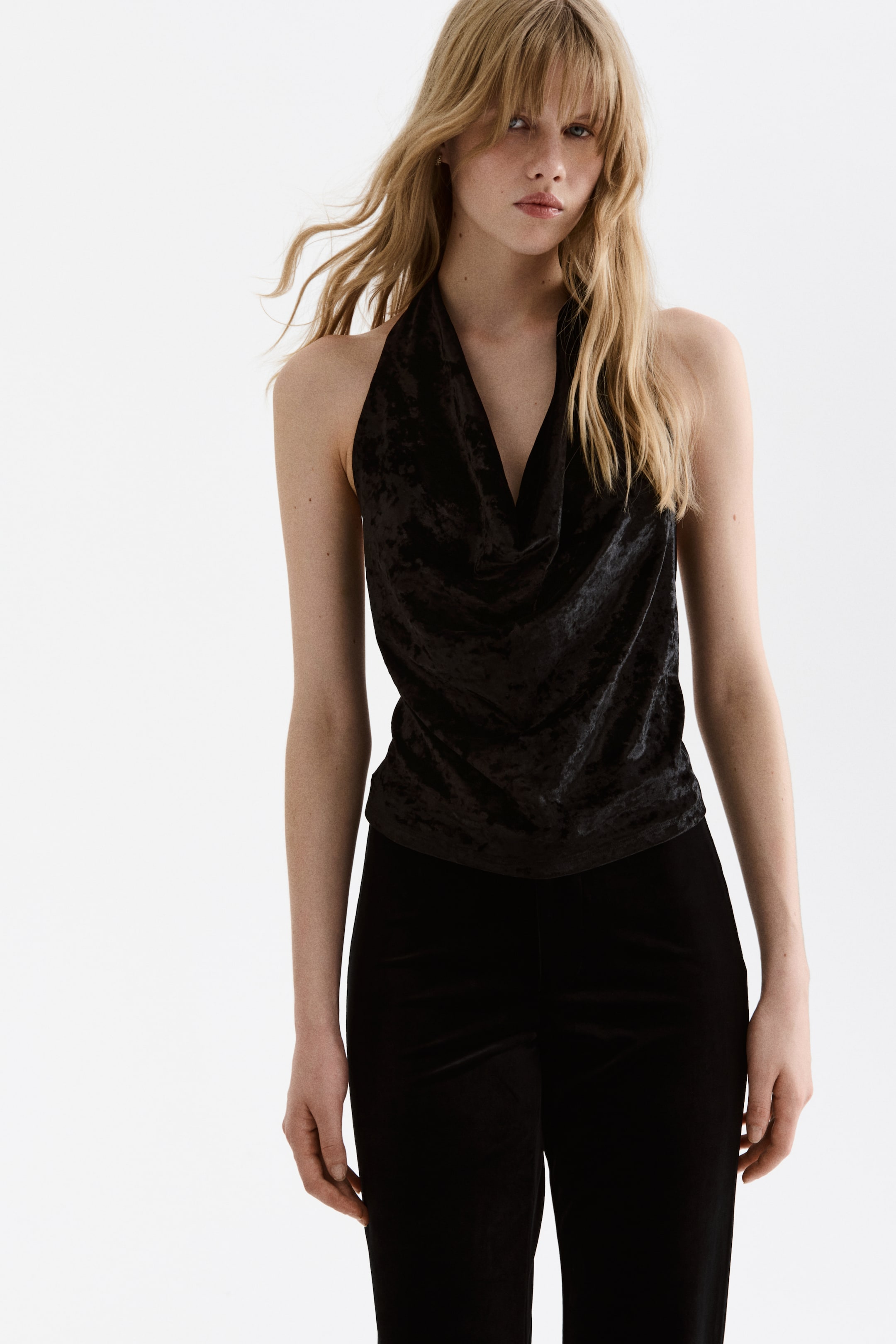 View larger image: Velour Halterneck Top - Black - Ladies | H&M CA 2