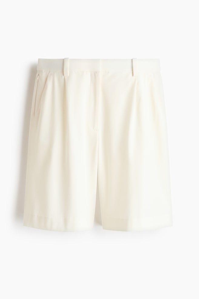 Wrinkle-resistant Relaxed Fit Bermuda shorts - Cream/Dark brown/Black - 1