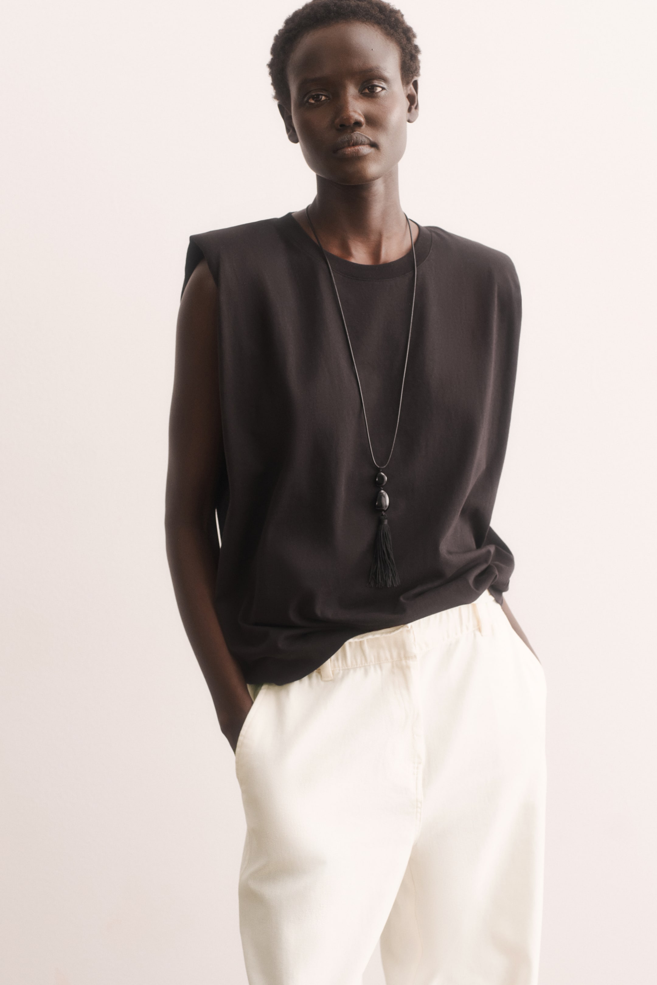 Belted Barrel-Leg Pants