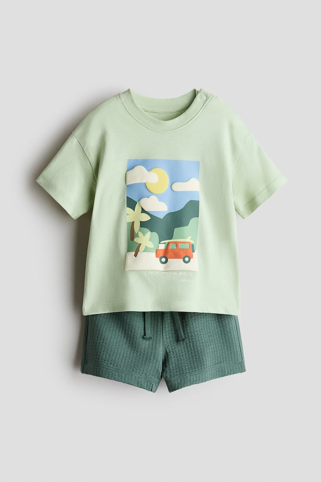 2-Piece Cotton Jersey Set - Light green/car/Turquoise/Amalfi Sailing Club/Light blue/Côte d'Azur - 1