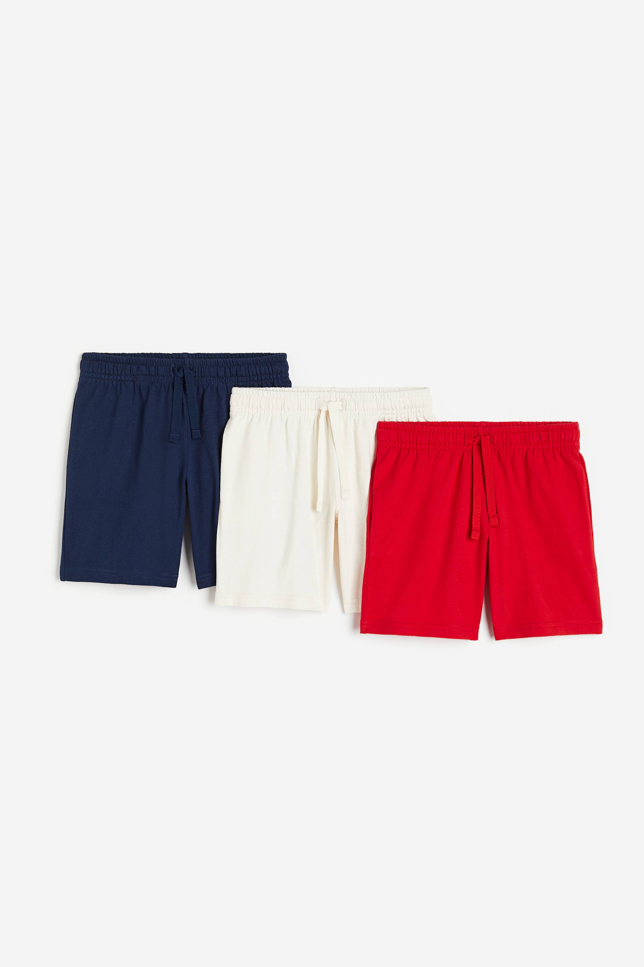 Xem ảnh lớn hơn: Bộ 3 quần short cotton jersey - Đỏ sáng/Xanh tím than/Trắng - Kids | H&M VN 1