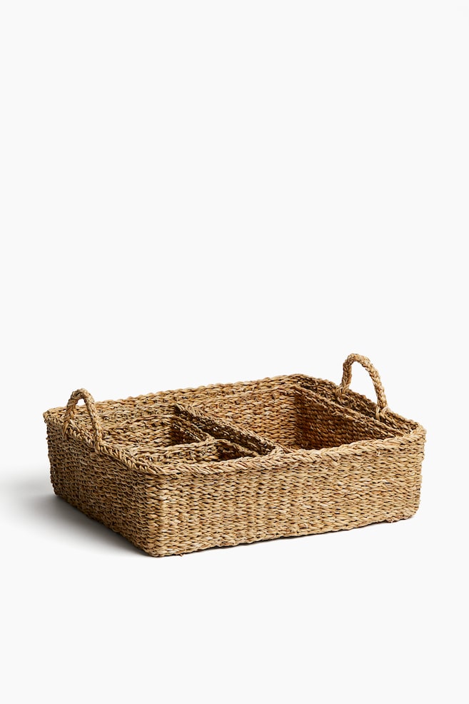 5-piece braided storage set - Beige - 1