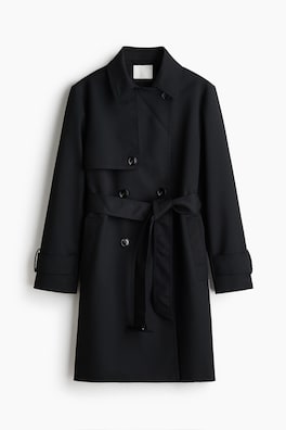 Knälång trenchcoat i twill