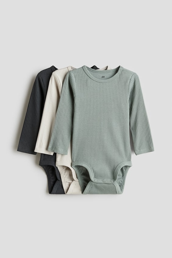 Детские боди H&M в рубчик, комплект 3 шт